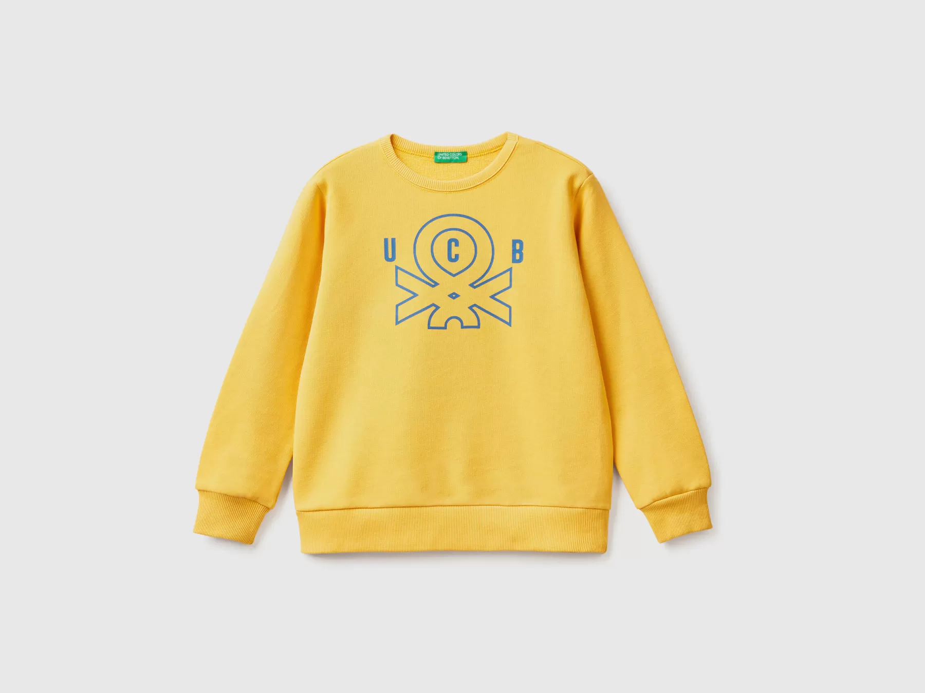 Benetton Felpa Con Stampa Logo Giallo Outlet