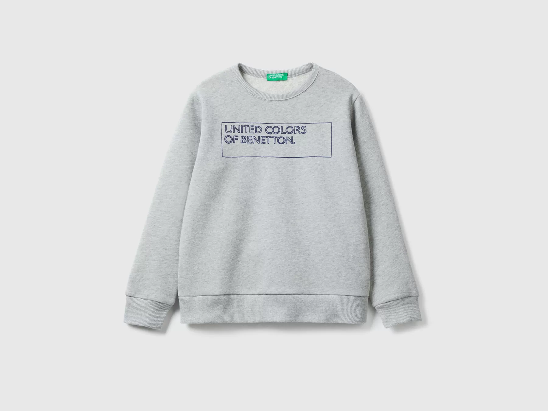 Benetton Felpa Con Stampa Logo Grigio Chiaro Flash Sale