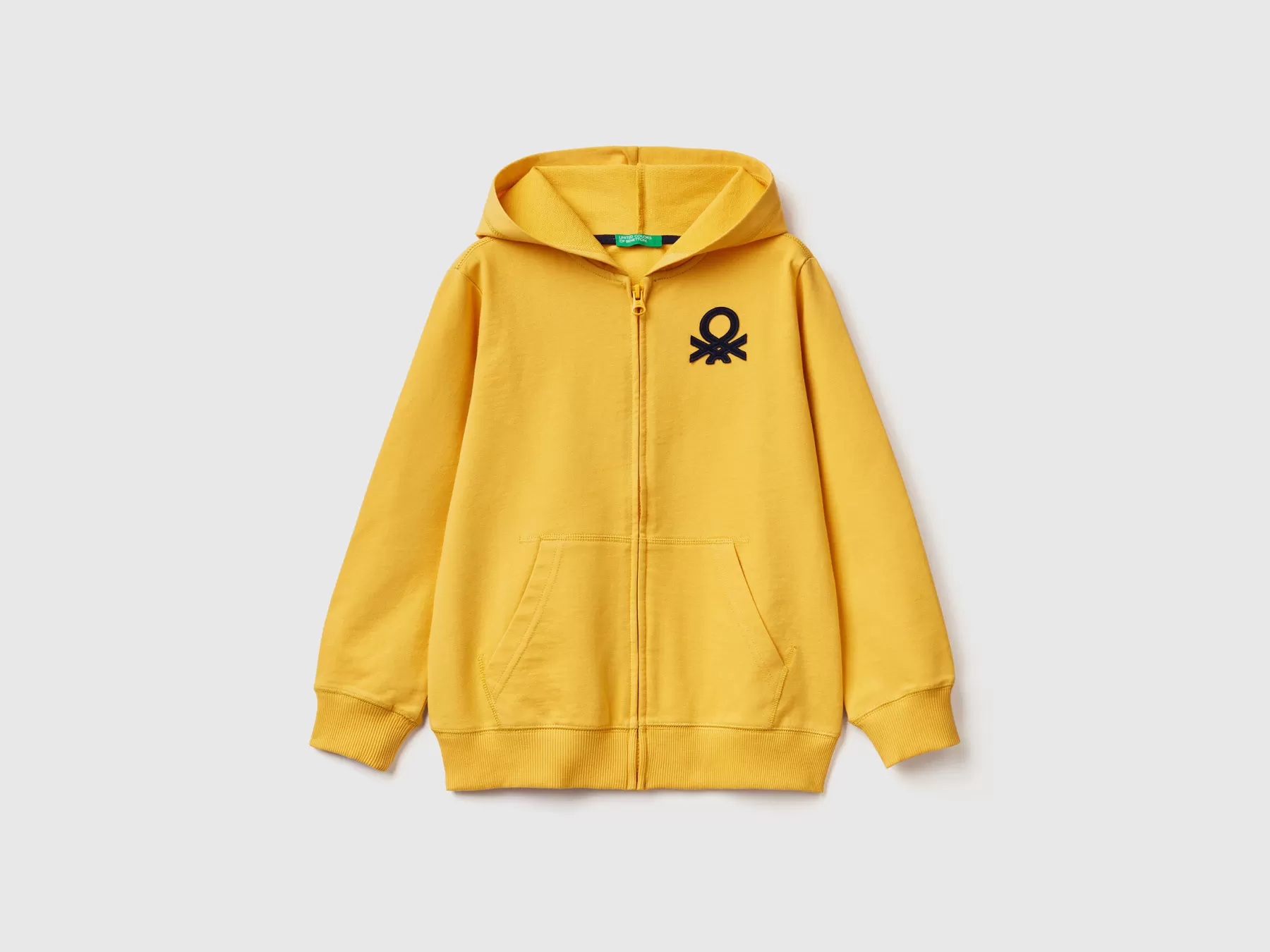 Benetton Felpa Con Zip E Cappuccio Giallo Store