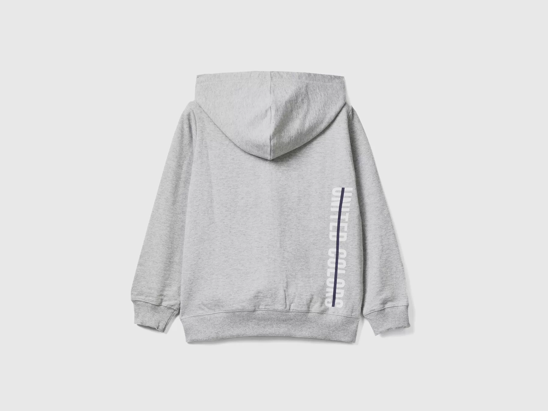 Benetton Felpa Con Zip E Cappuccio Grigio Chiaro Flash Sale