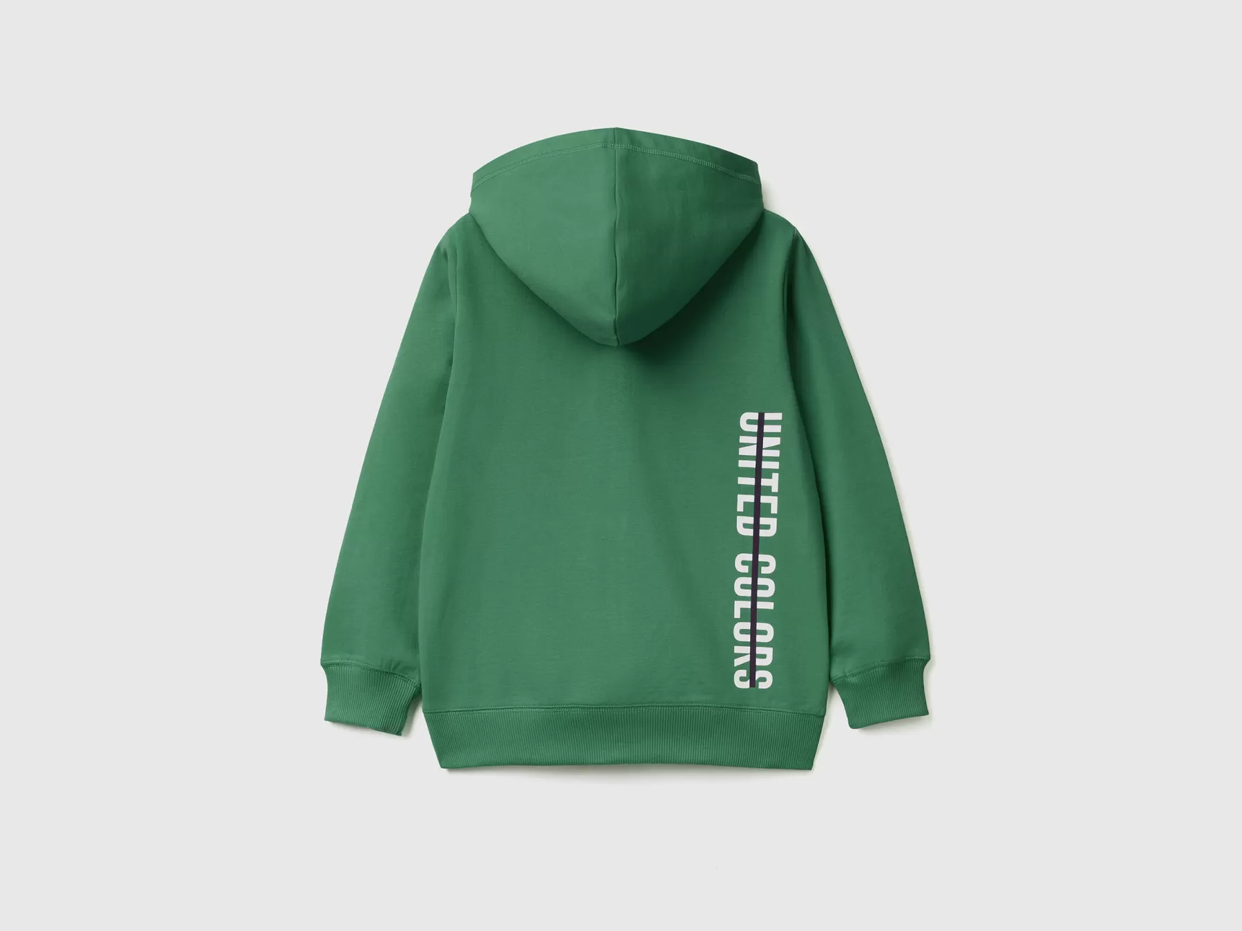 Benetton Felpa Con Zip E Cappuccio Verde Scuro Fashion