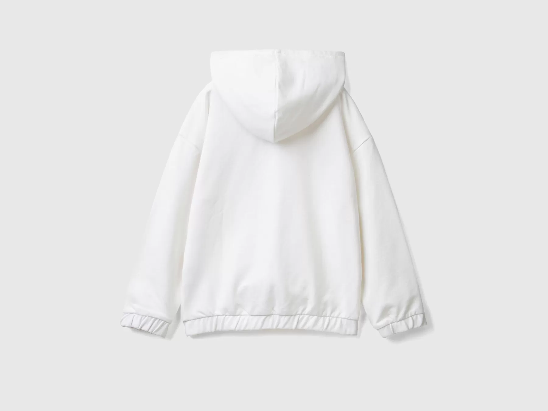 Benetton Felpa Con Zip E Ricamo Logo Bianco Flash Sale