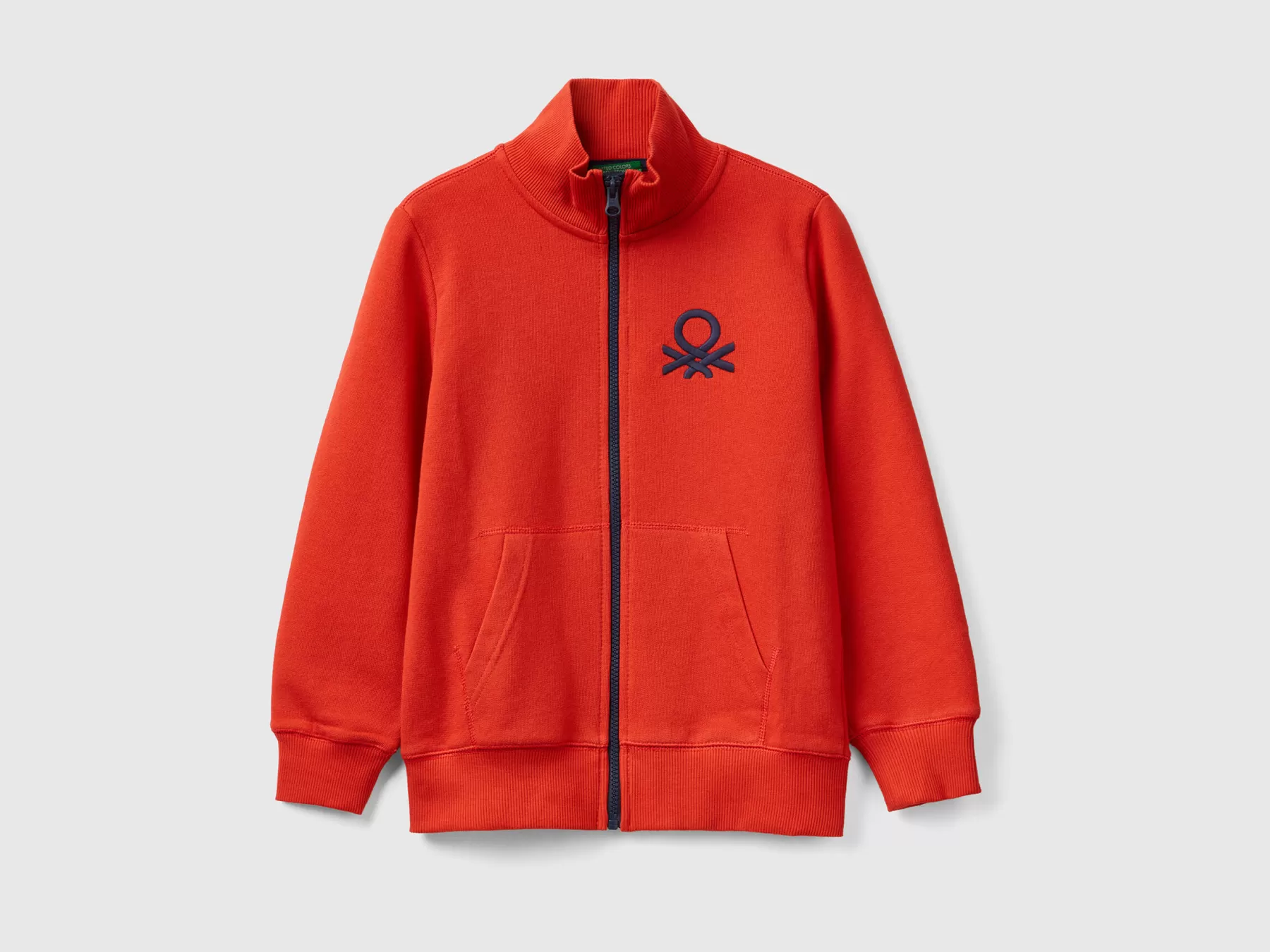 Benetton Felpa Con Zip In Puro Cotone Rosso Clearance