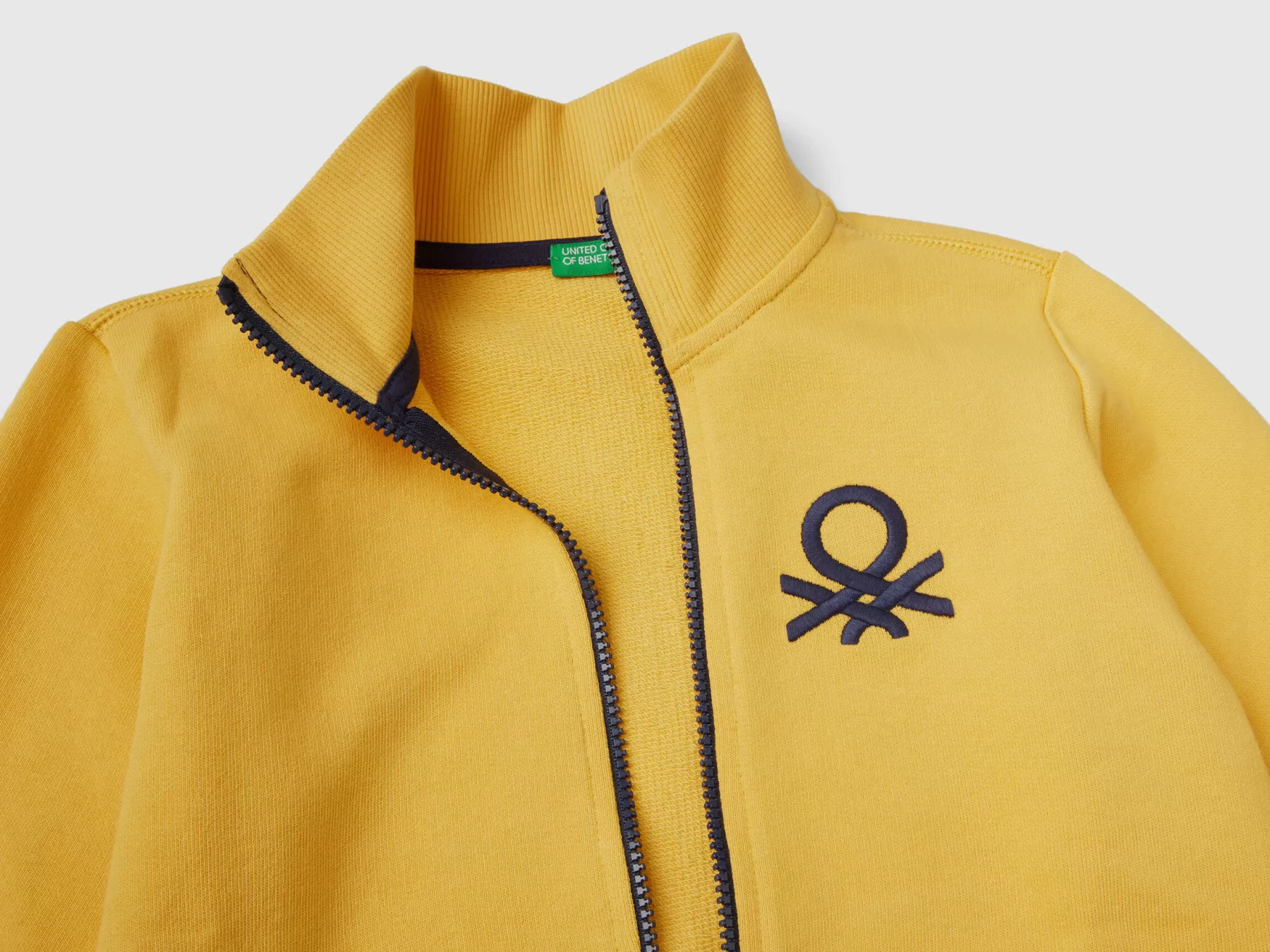 Benetton Felpa Con Zip In Puro Cotone Giallo Clearance