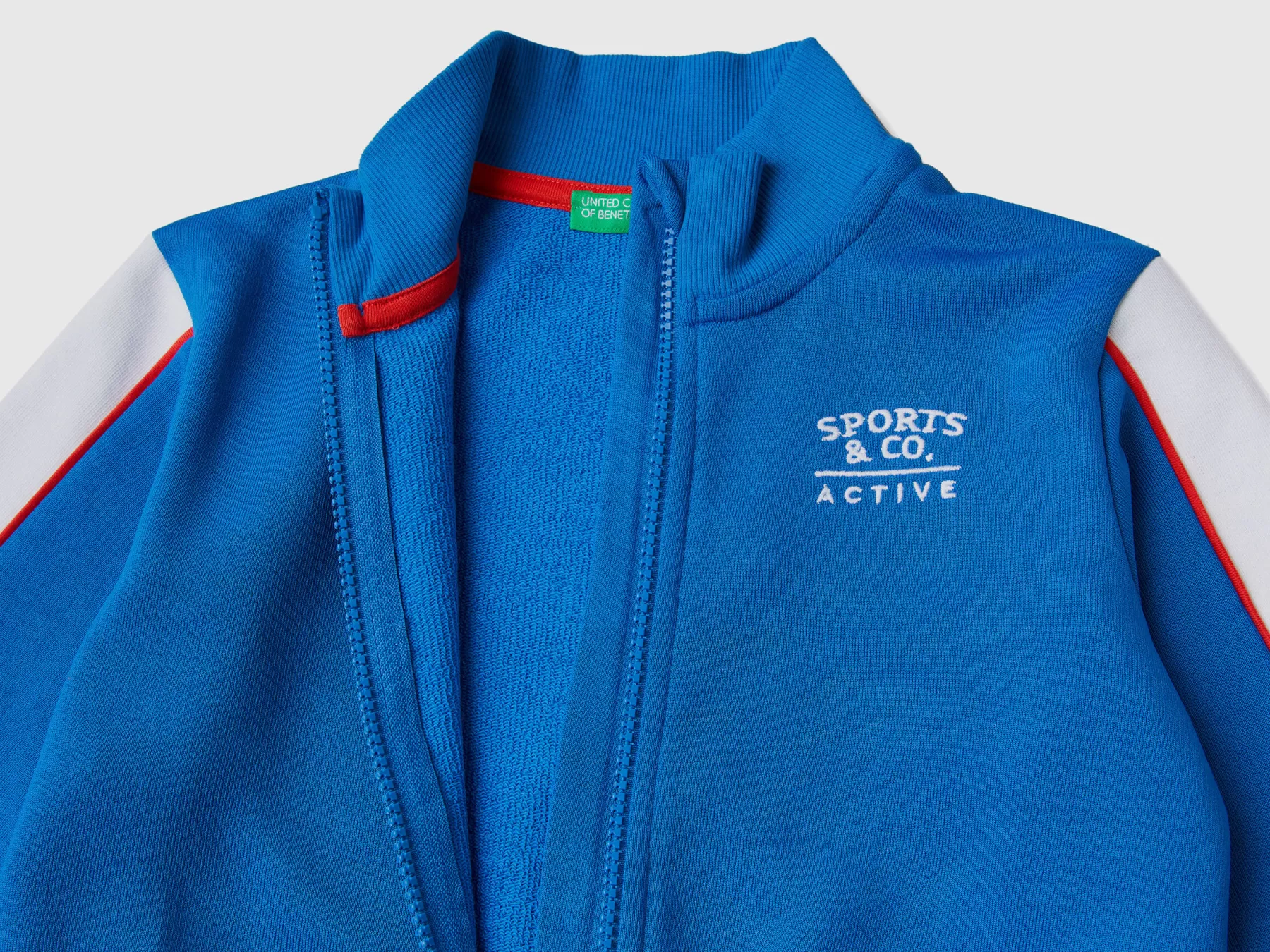 Benetton Felpa Con Zip In Tessuto Tecnico Bluette Store