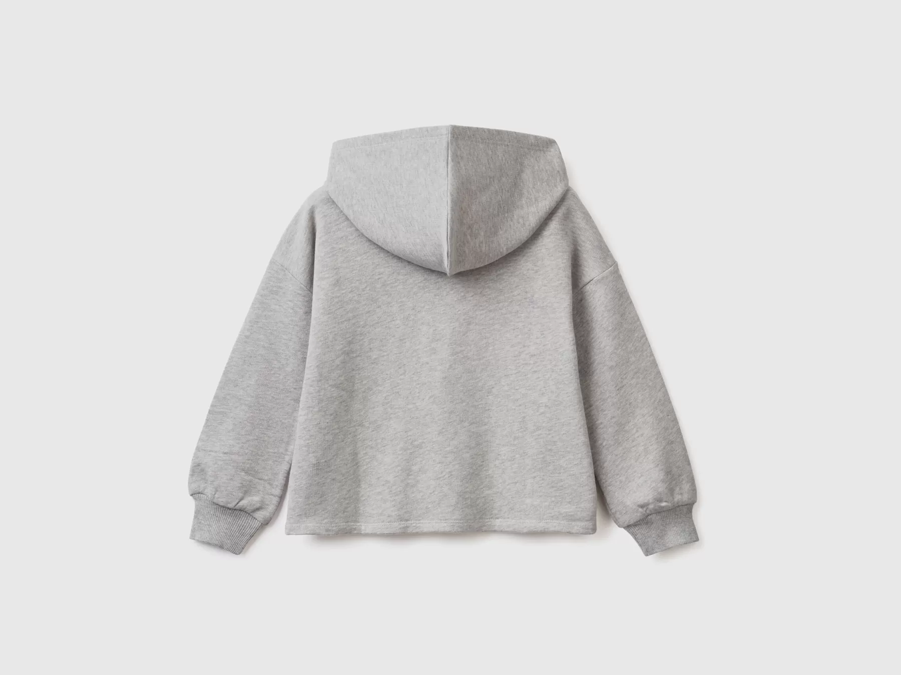 Benetton Felpa Cropped Con Cappuccio Grigio Chiaro Online