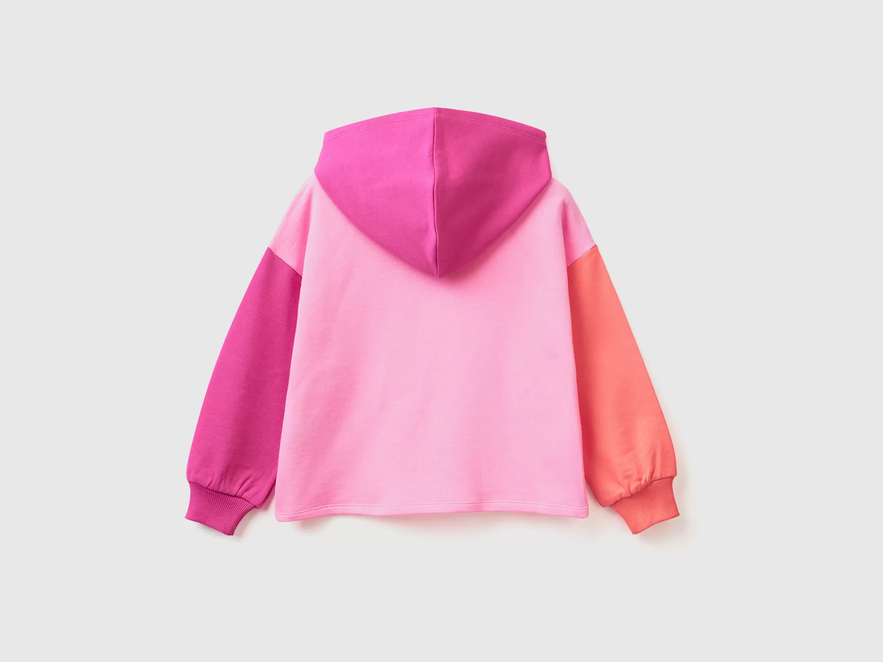 Benetton Felpa Cropped Con Cappuccio Rosa Discount