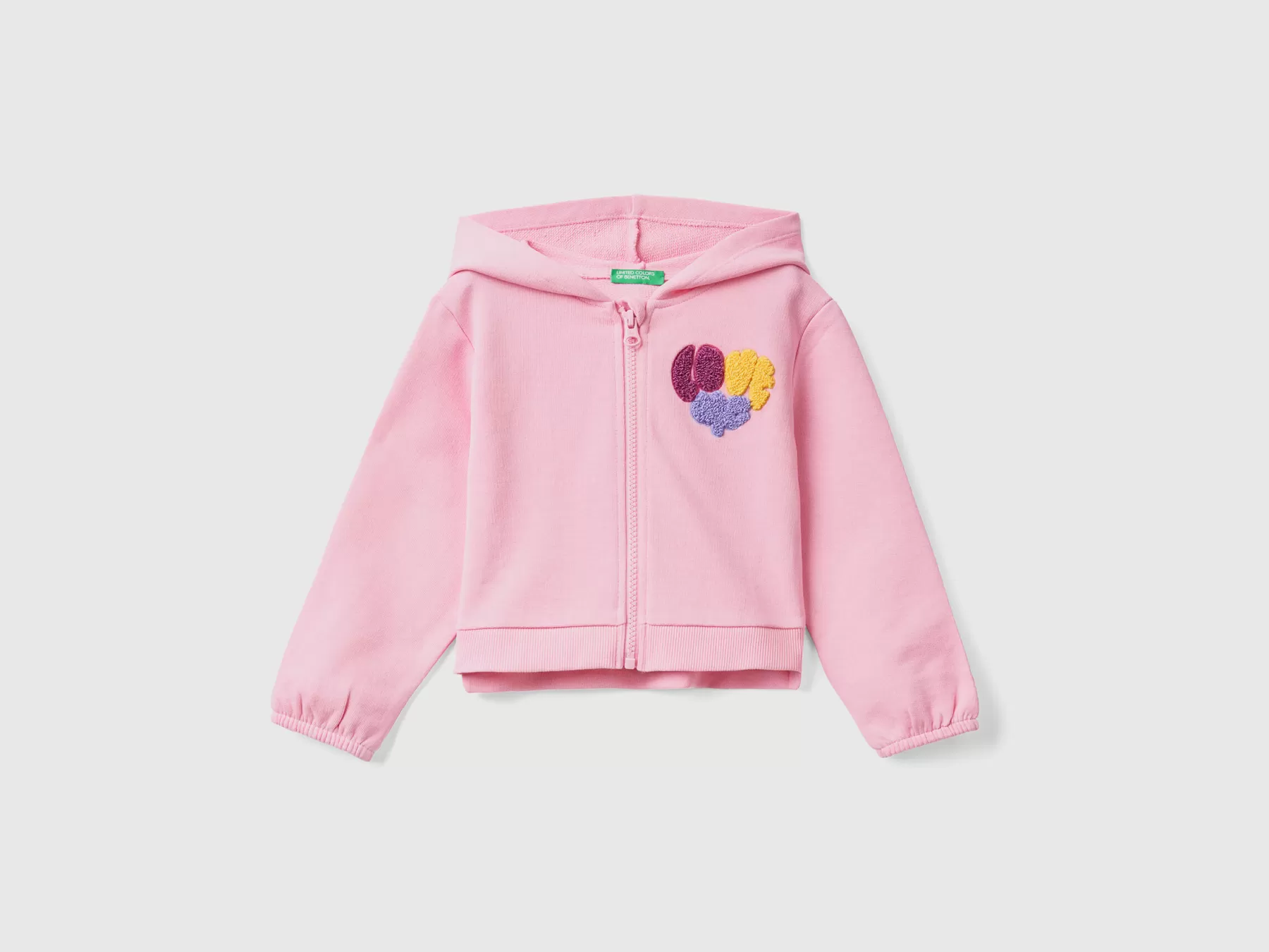 Benetton Felpa Cropped Con Ricamo Rosa Hot