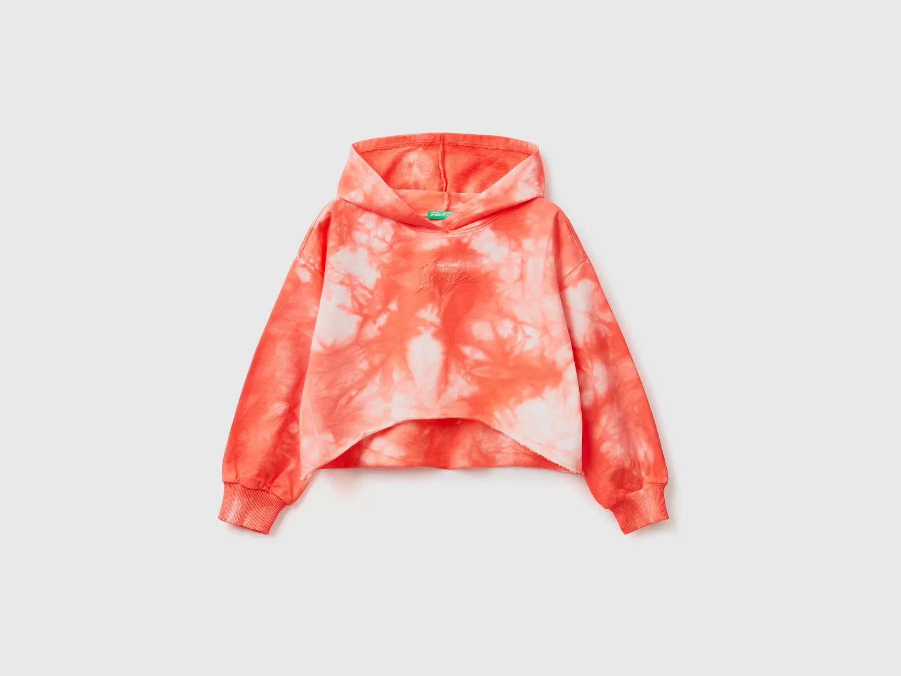 Benetton Felpa Cropped Tye-Dye Arancione Corallo Cheap