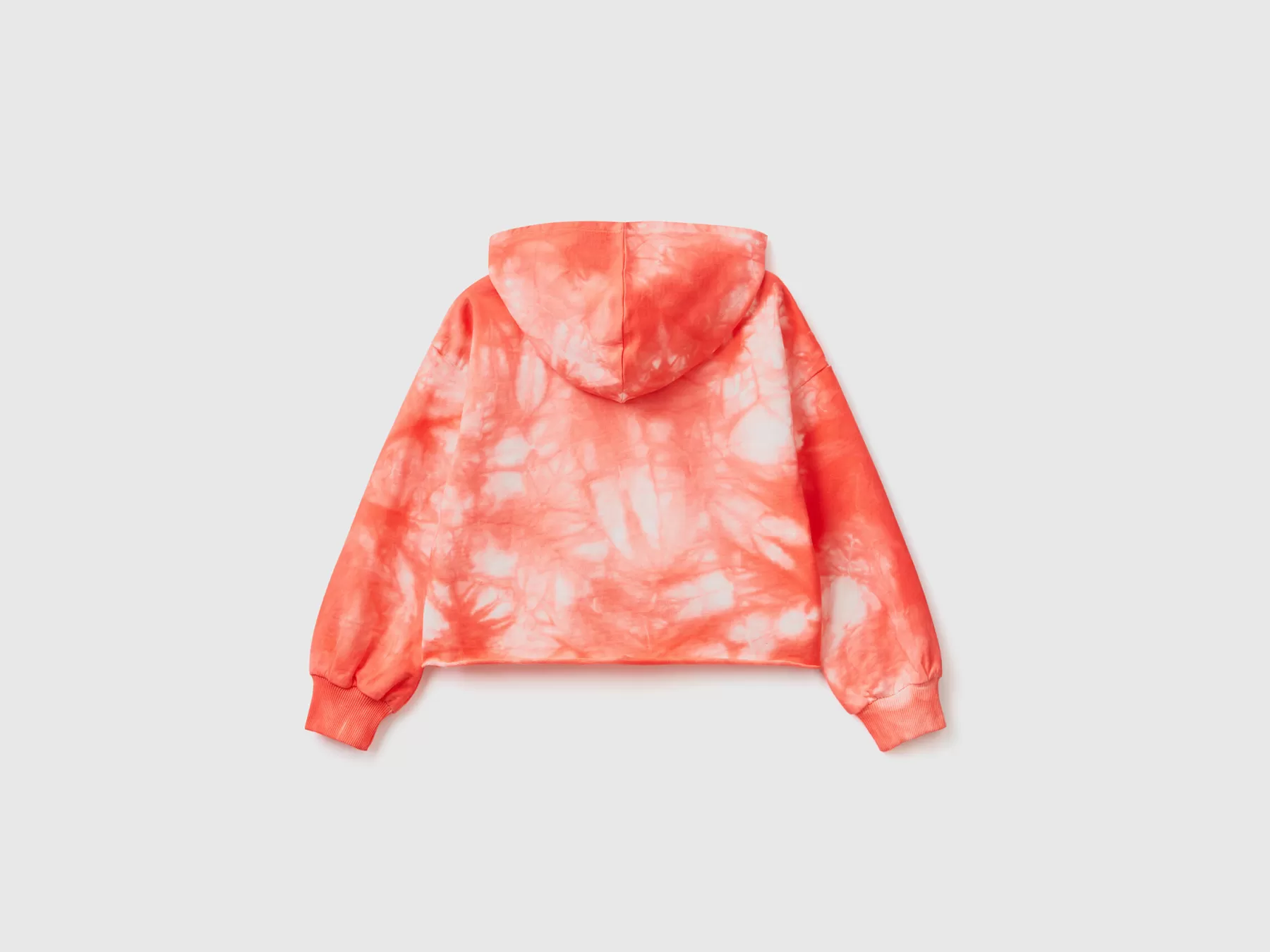 Benetton Felpa Cropped Tye-Dye Arancione Corallo Cheap