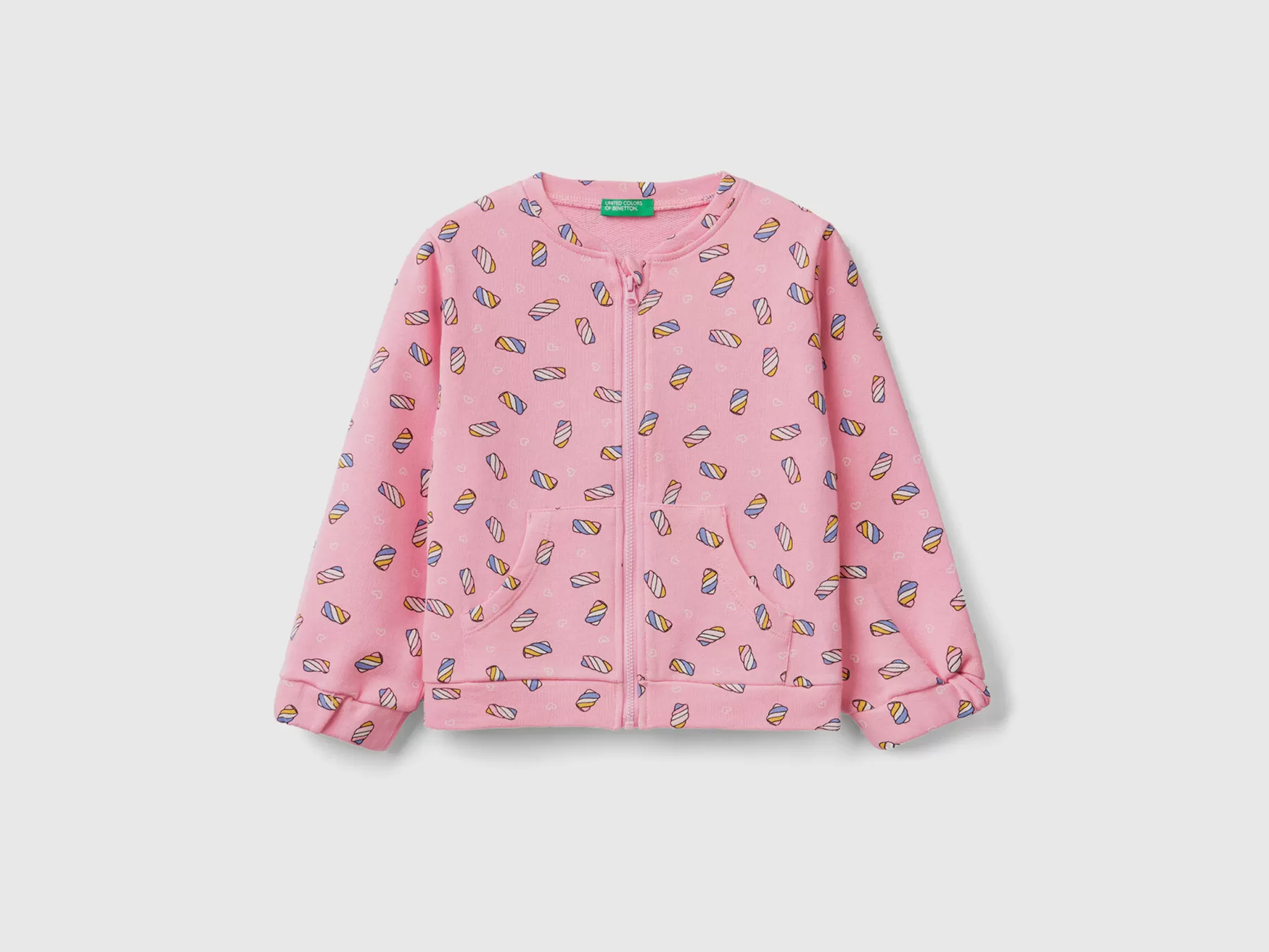 Benetton Felpa Fantasia Con Zip Rosa Store