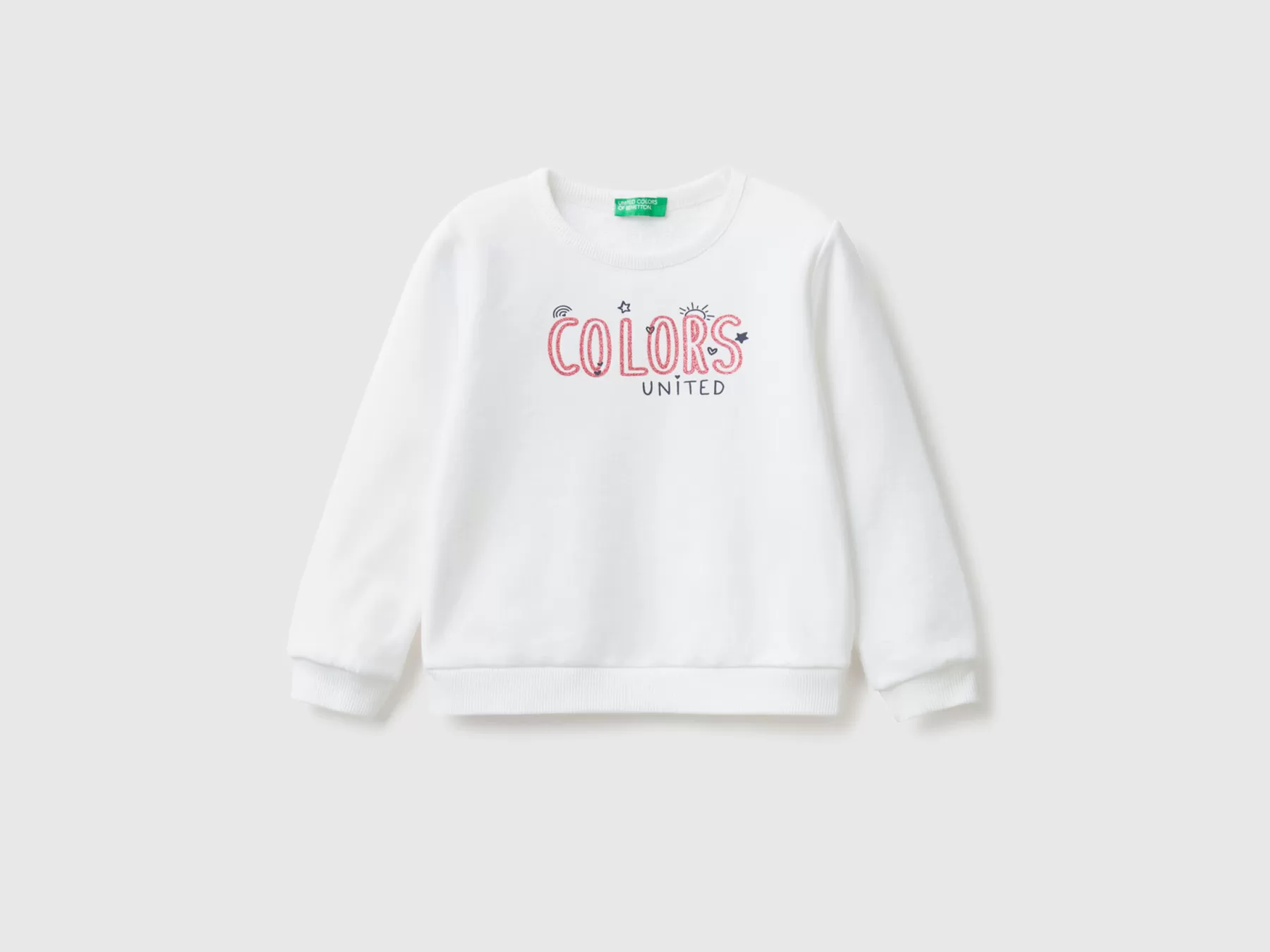 Benetton Felpa In Cotone Bio Con Stampa Glitter Bianco Online