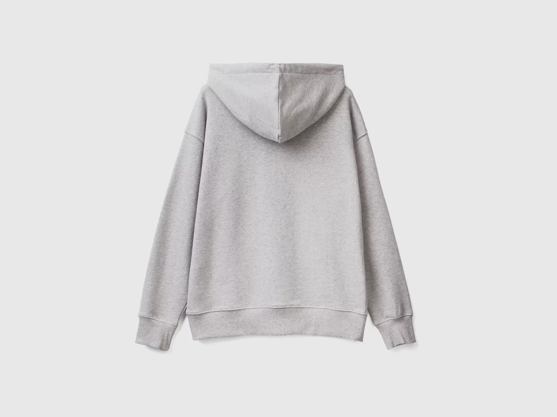 Benetton Felpa In Cotone Con Zip E Cappuccio Grigio Chiaro Outlet