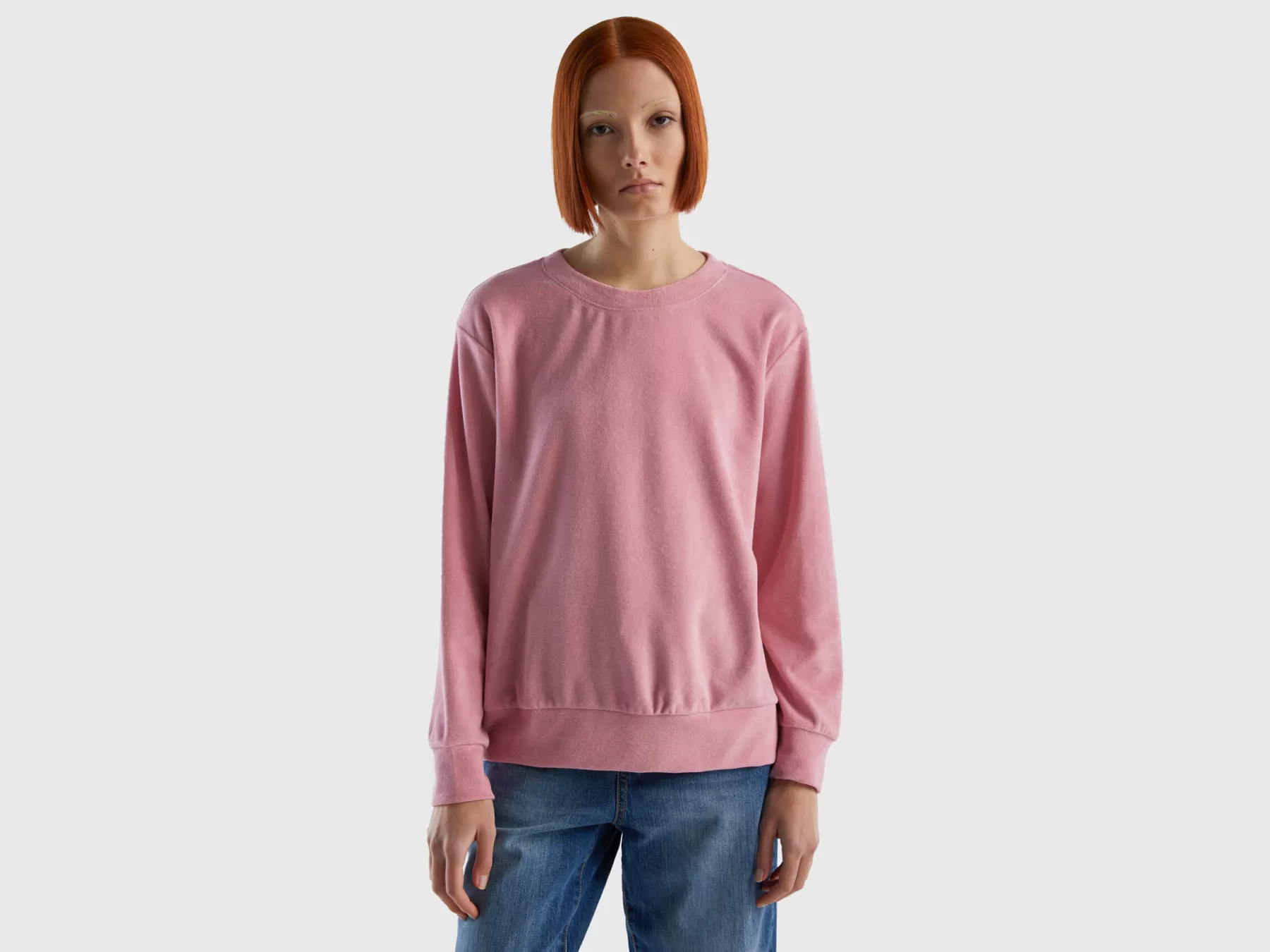 Benetton Felpa In Misto Cotone Bio Rosa Hot