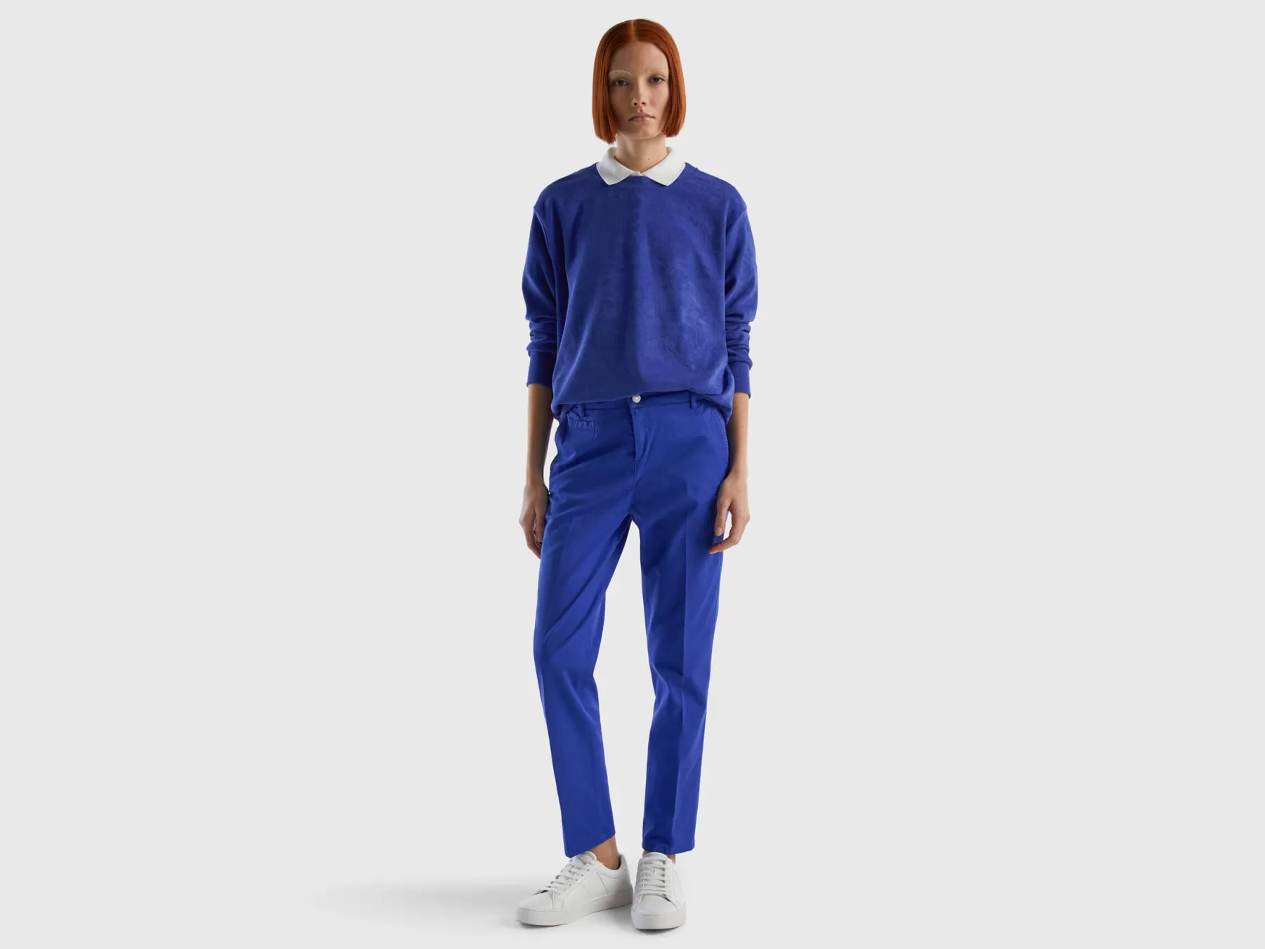 Benetton Felpa In Misto Cotone Bio Bluette Best