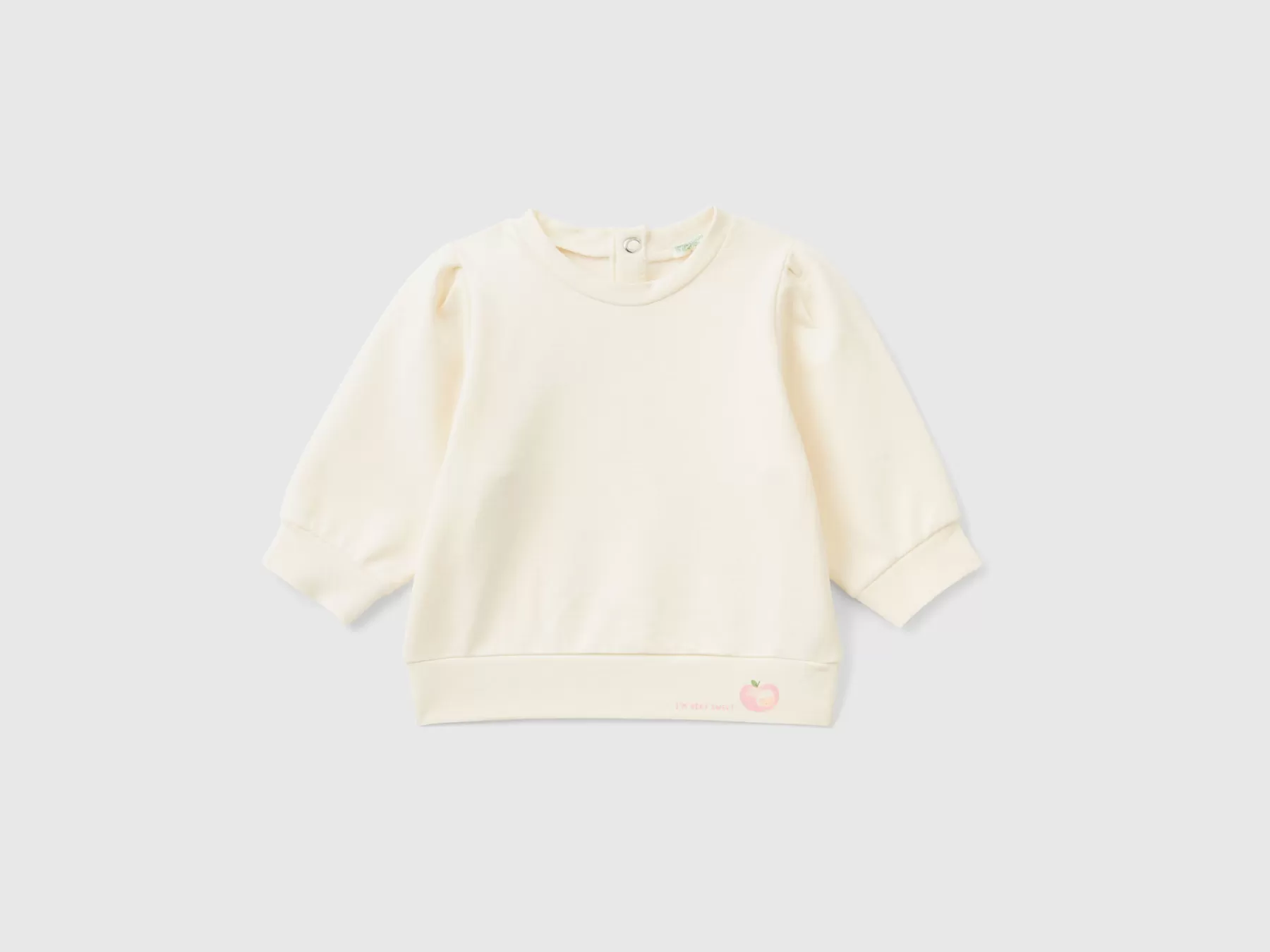 Benetton Felpa Leggera In Cotone Stretch Bianco Panna Discount