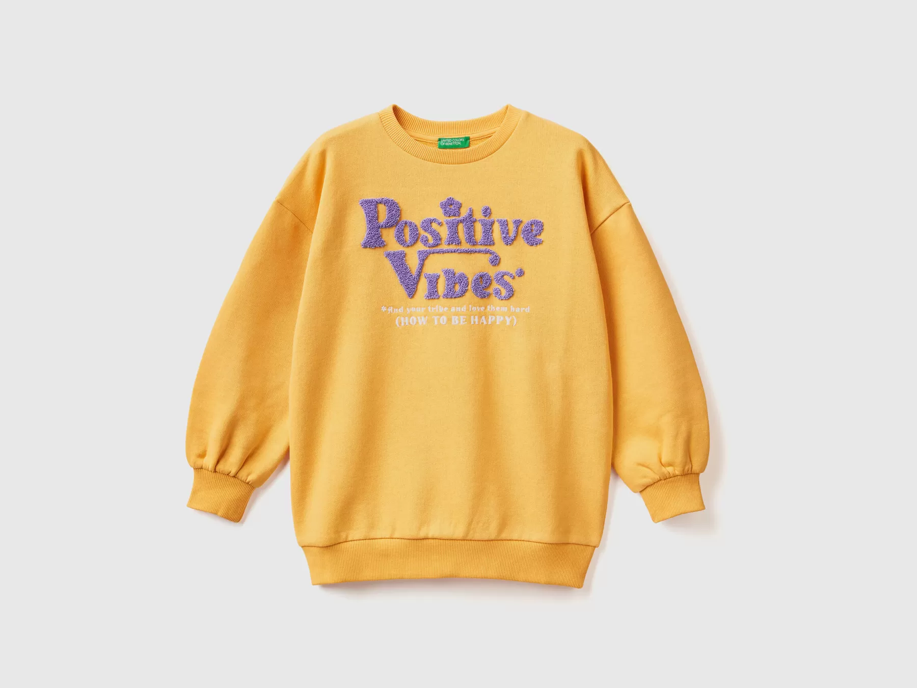 Benetton Felpa Oversize Con Ricamo Giallo Discount