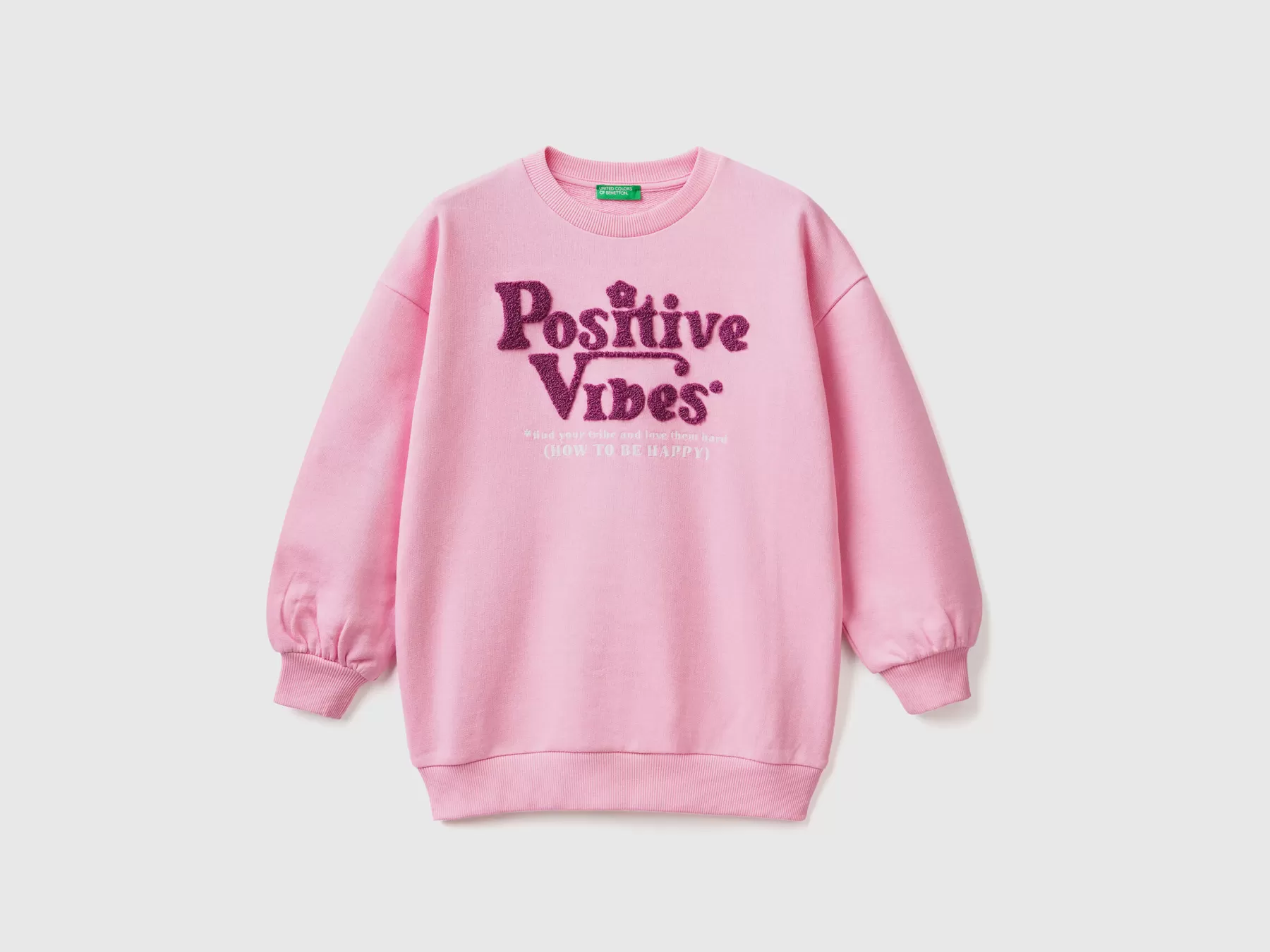 Benetton Felpa Oversize Con Ricamo Rosa Cheap