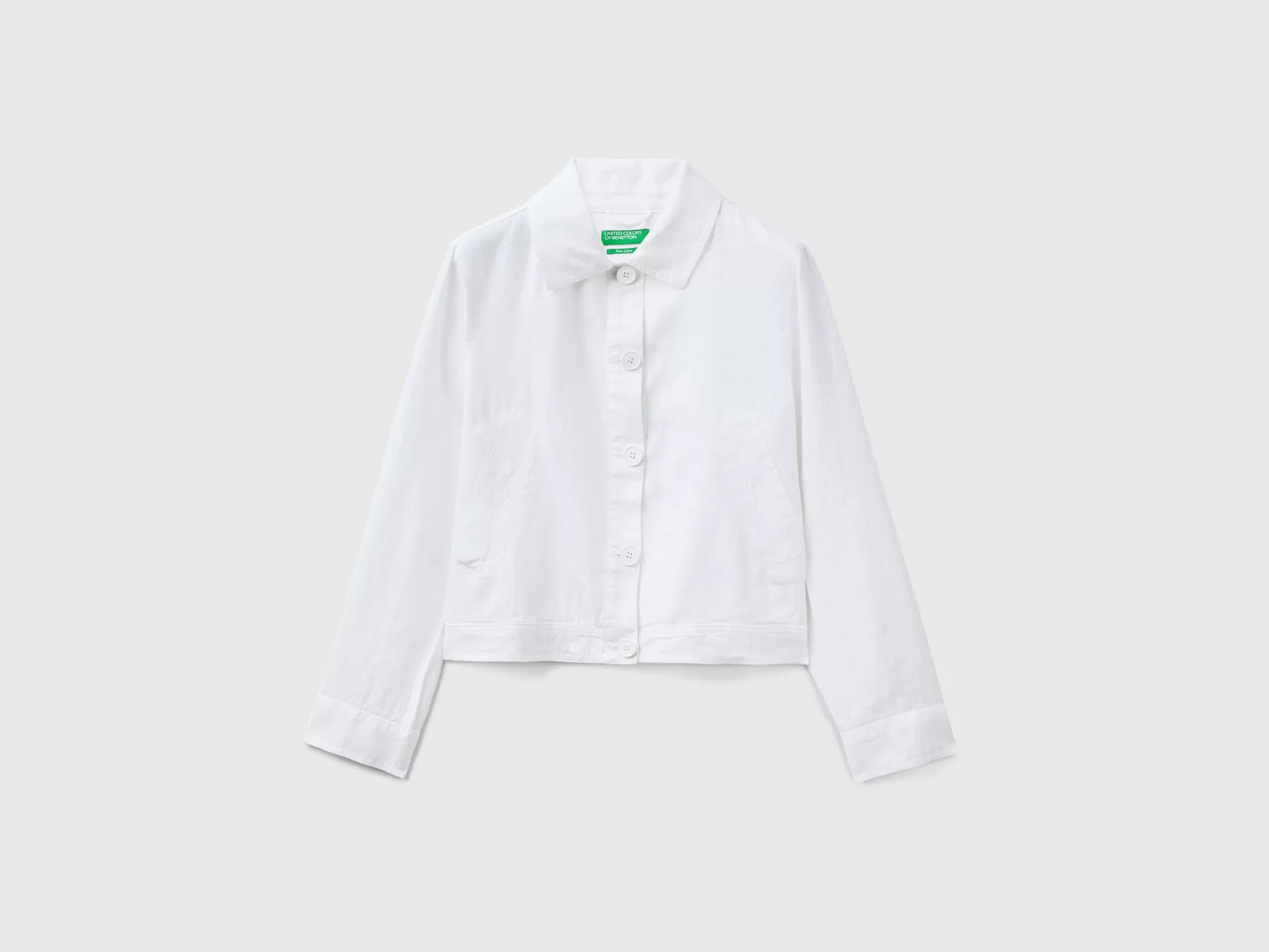 Benetton Giacca Boxy Fit In Puro Lino Bianco Flash Sale