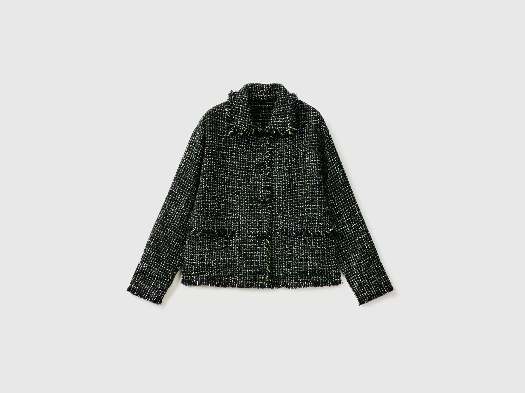 Benetton Giacca Camicia In Tweed Nero Cheap