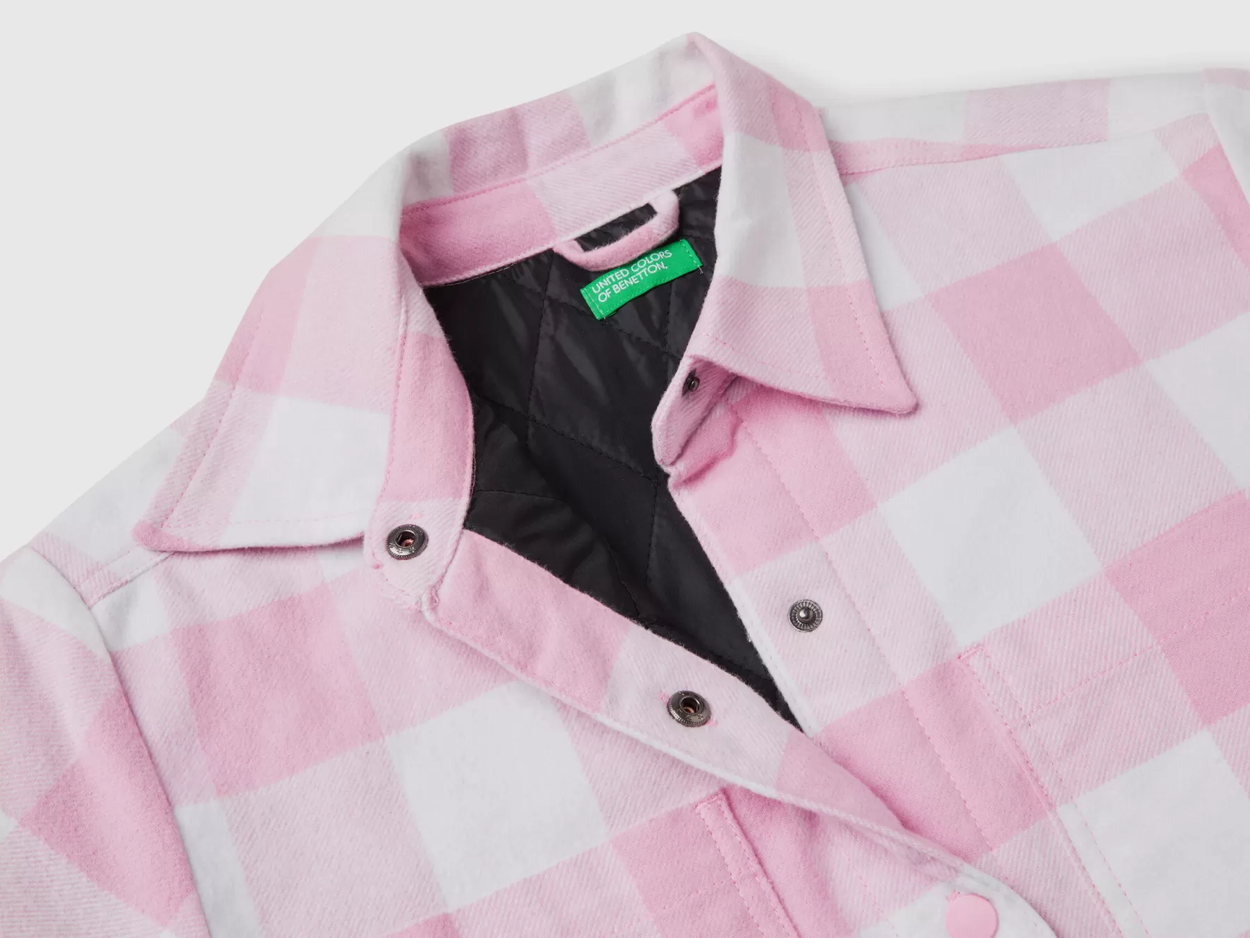 Benetton Giacca Camicia Over A Quadri Rosa Shop