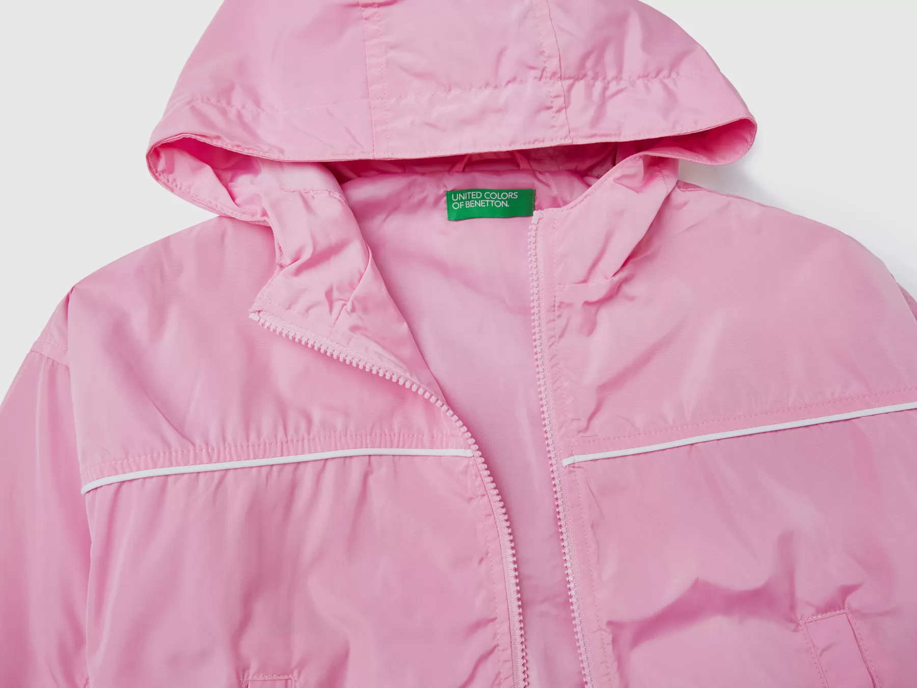 Benetton Giacca Con Cappuccio In Nylon Rosa Online