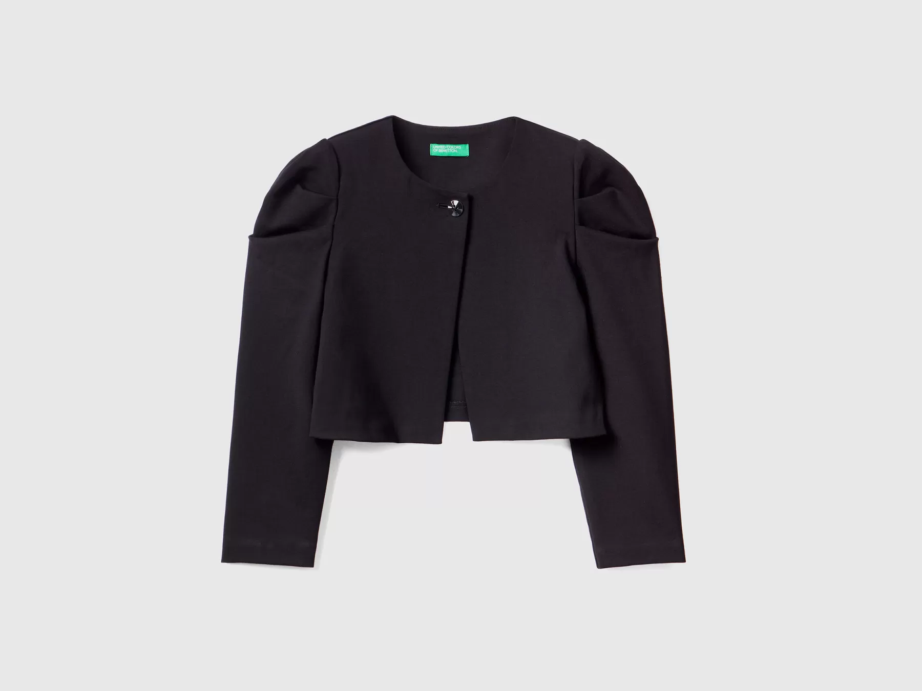 Benetton Giacca Cropped Con Manica A Sbuffo Nero Clearance