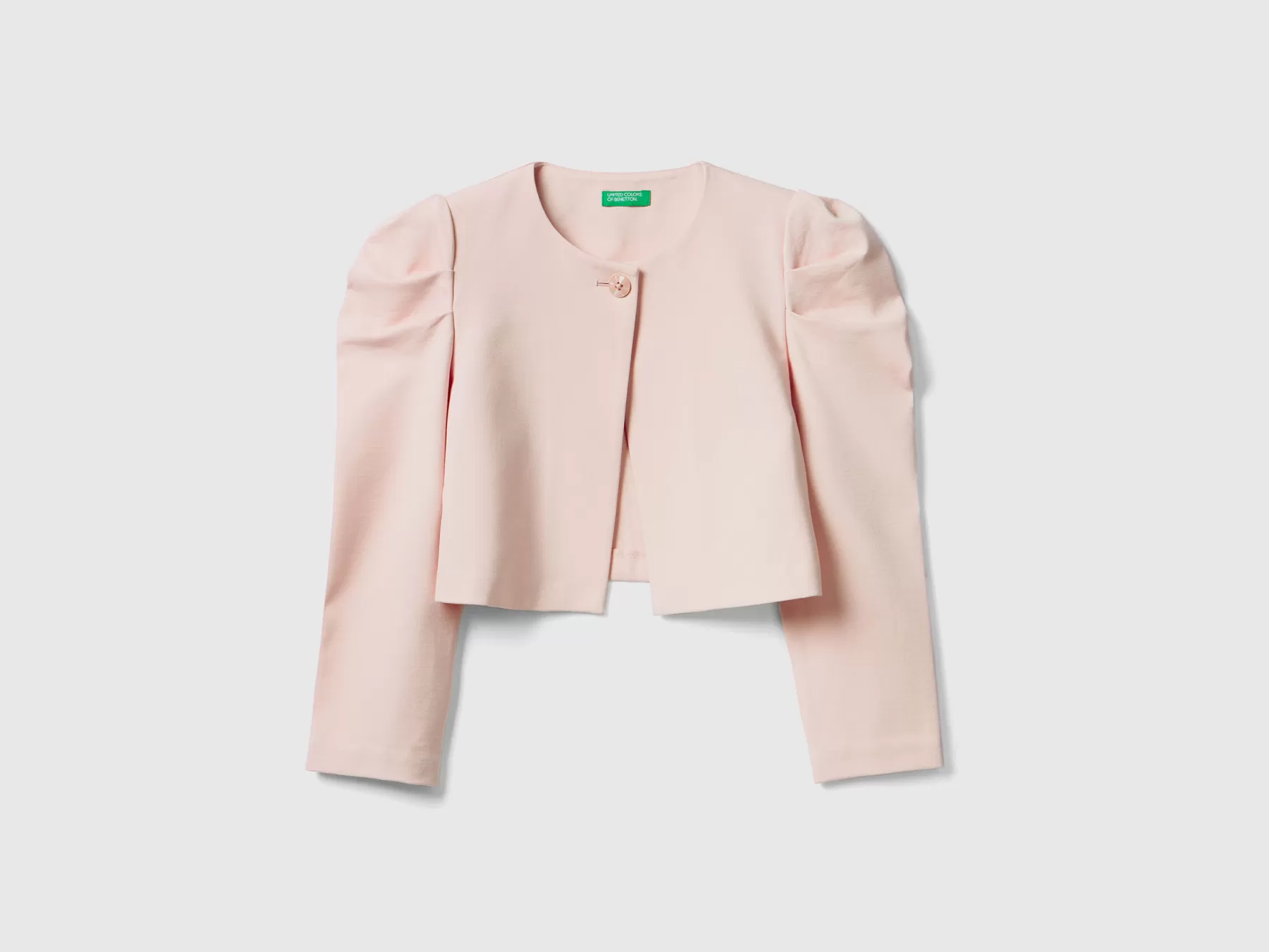 Benetton Giacca Cropped Con Manica A Sbuffo Rosa Tenue Clearance