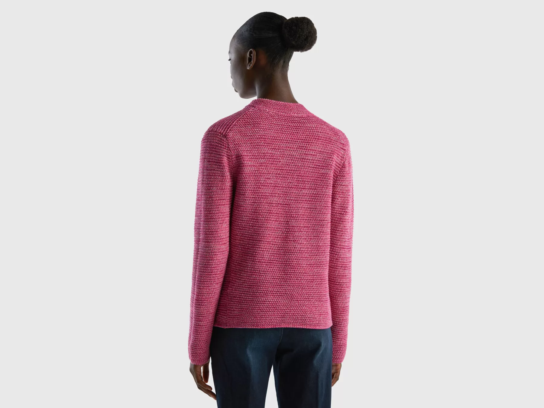 Benetton Giacca In Maglia 100% Cotone Rosa Store