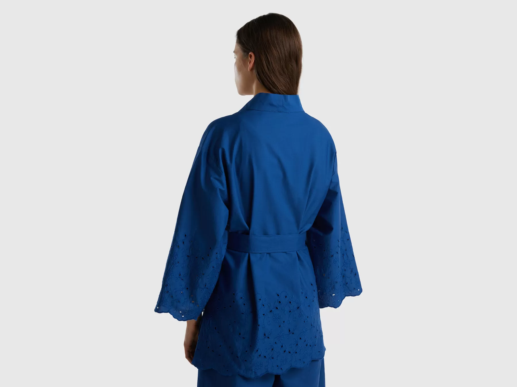 Benetton Giacca Kimono Con Dettagli Sangallo Blu Scuro Sale