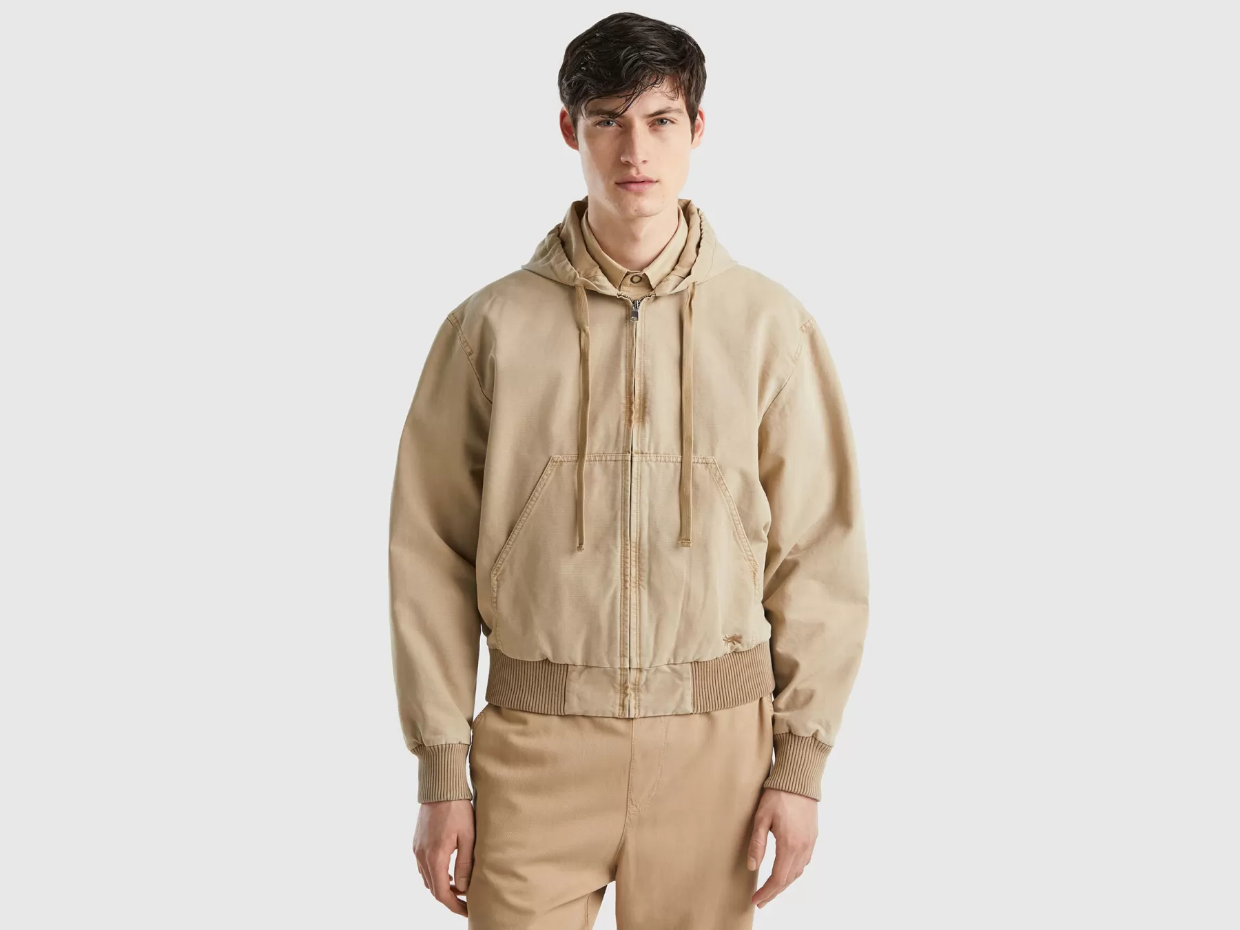 Benetton Giaccacon Cappuccio Beige Clearance