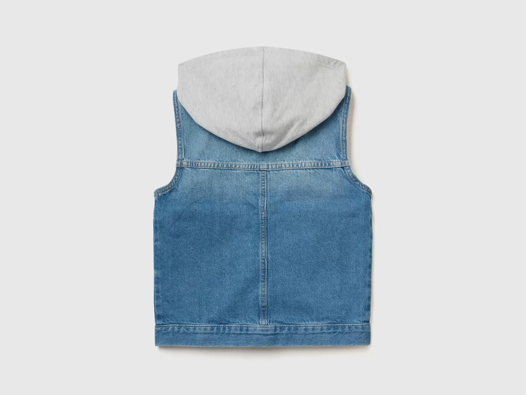 Benetton Gilet Di Jeans Con Cappuccio In Felpa Azzurro Flash Sale