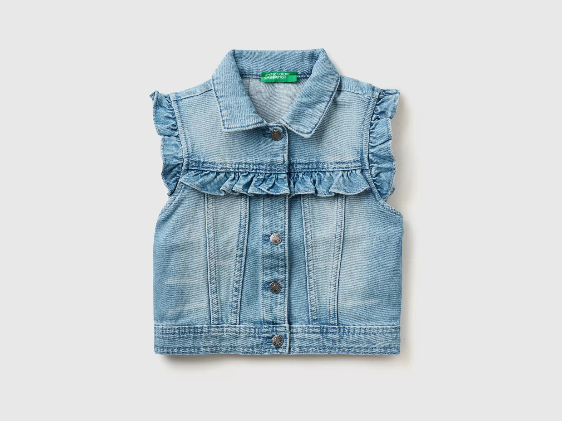 Benetton Gilet Di Jeans Con Rouches Azzurro Online