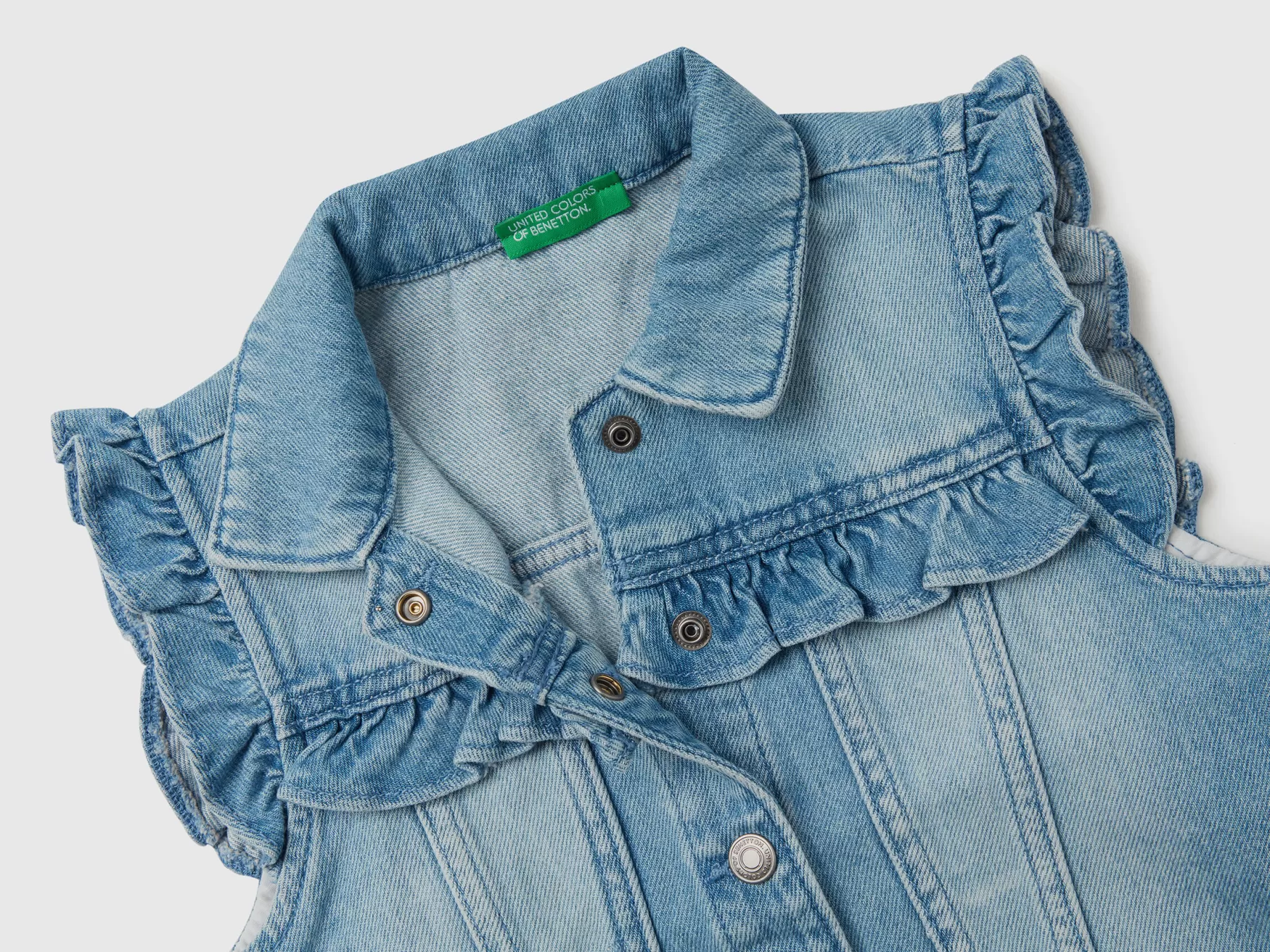 Benetton Gilet Di Jeans Con Rouches Azzurro Online