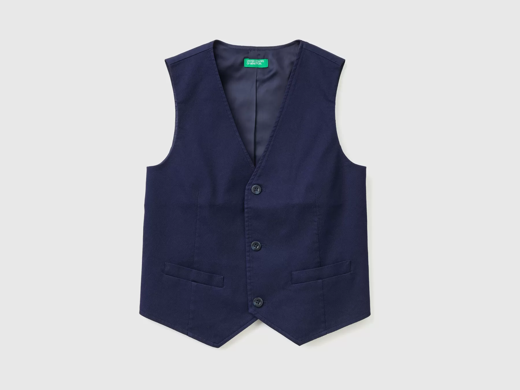 Benetton Gilet Foderato Con Bottoni Blu Scuro Store