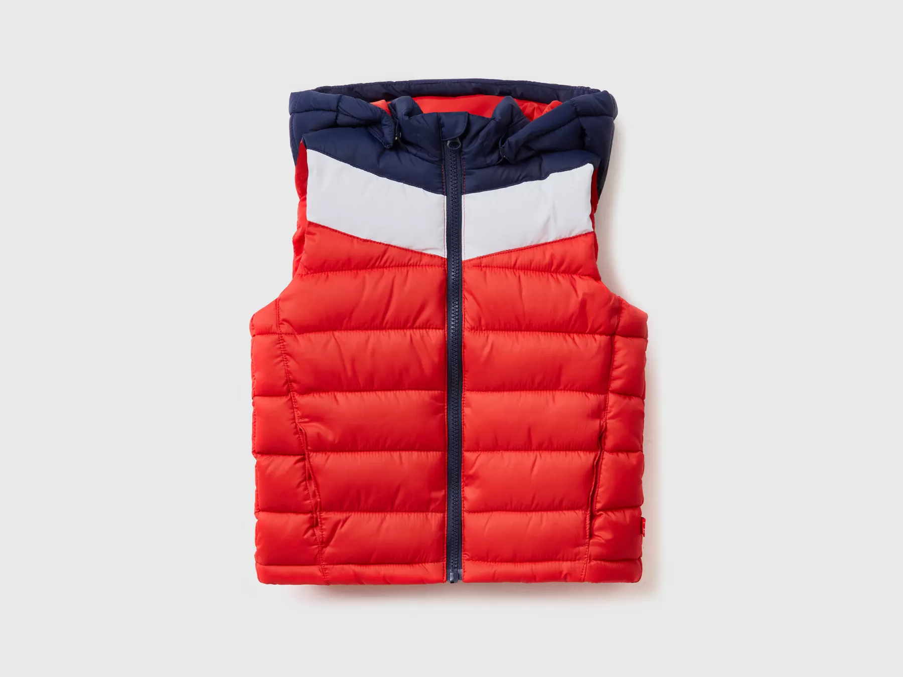 Benetton Gilet Imbottito Color Block Rosso Best