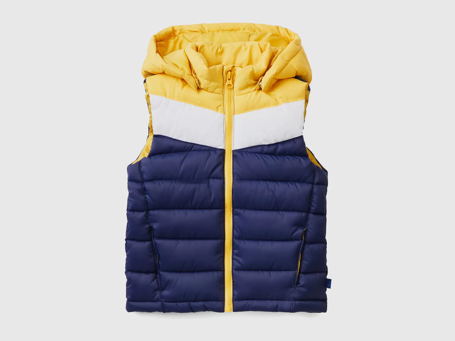 Benetton Gilet Imbottito Color Block Blu Scuro Flash Sale