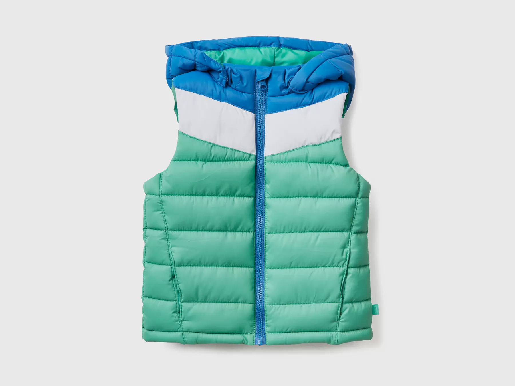 Benetton Gilet Imbottito Color Block Verde Online