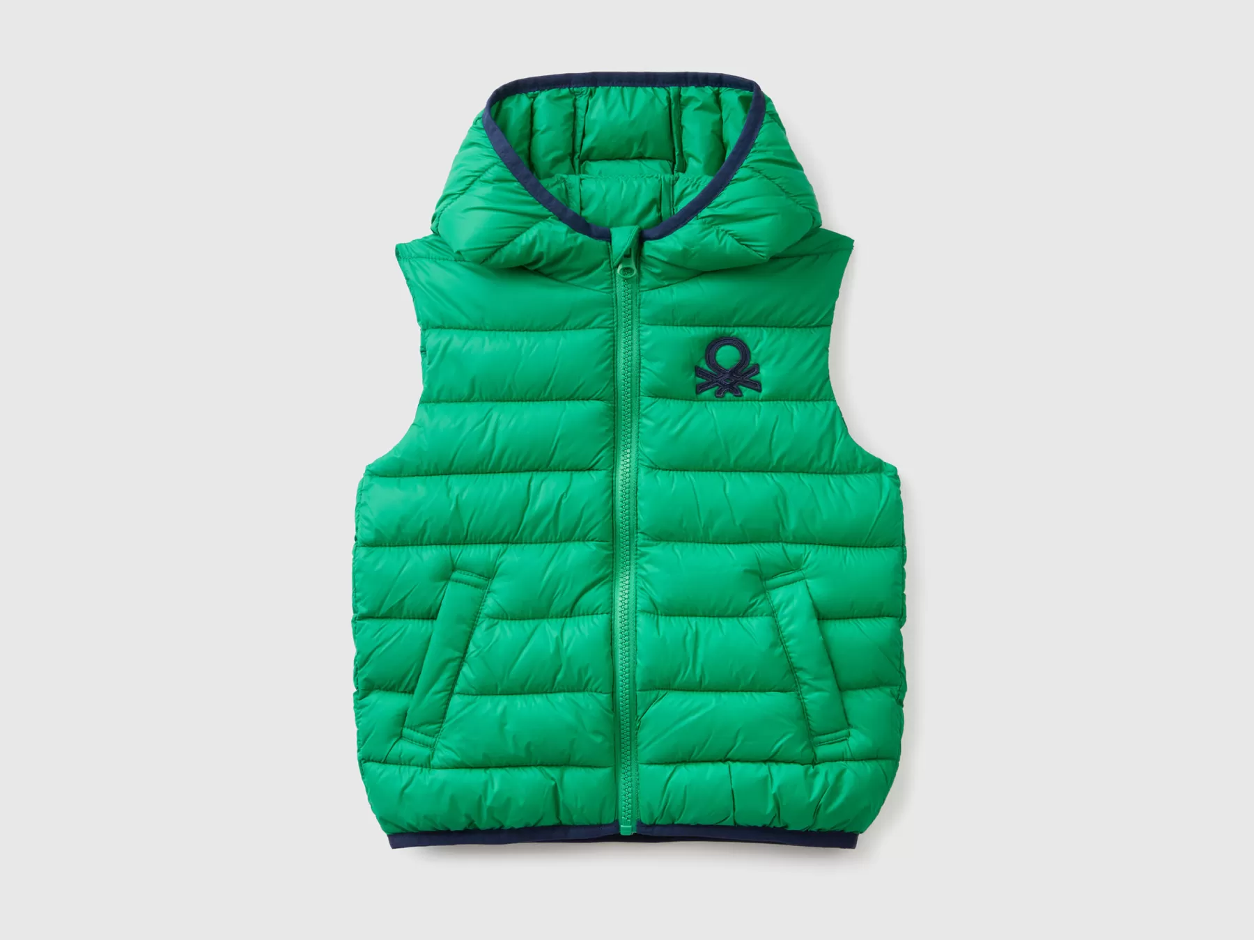 Benetton Gilet Imbottito Con Cappuccio Verde Sale