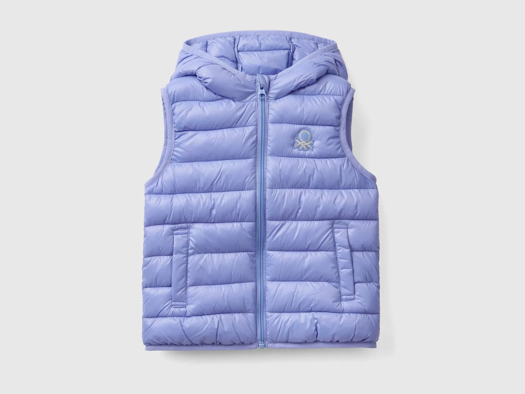 Benetton Gilet Imbottito Con Cappuccio Pervinca Sale