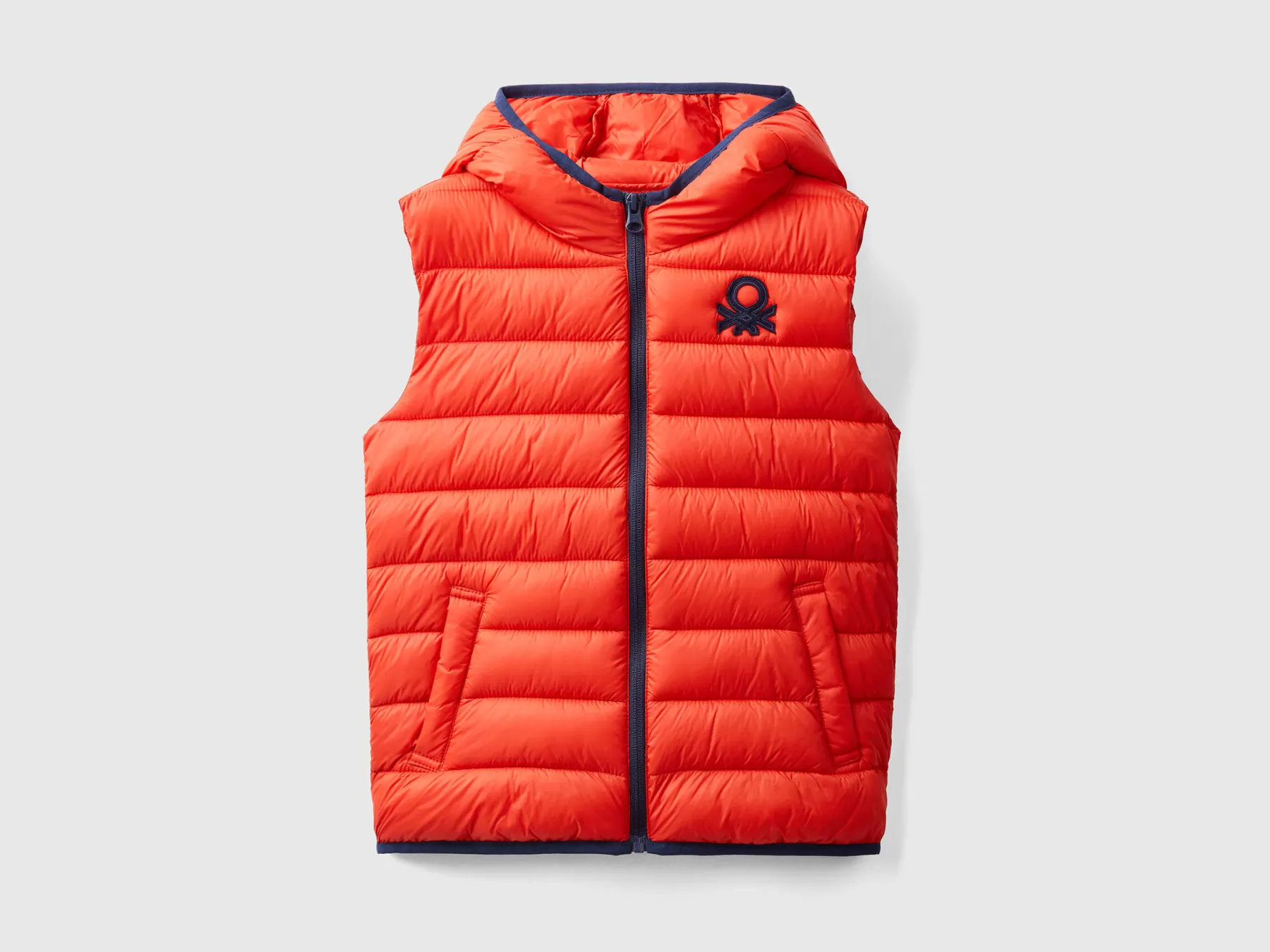 Benetton Gilet Imbottito Con Cappuccio Rosso Online