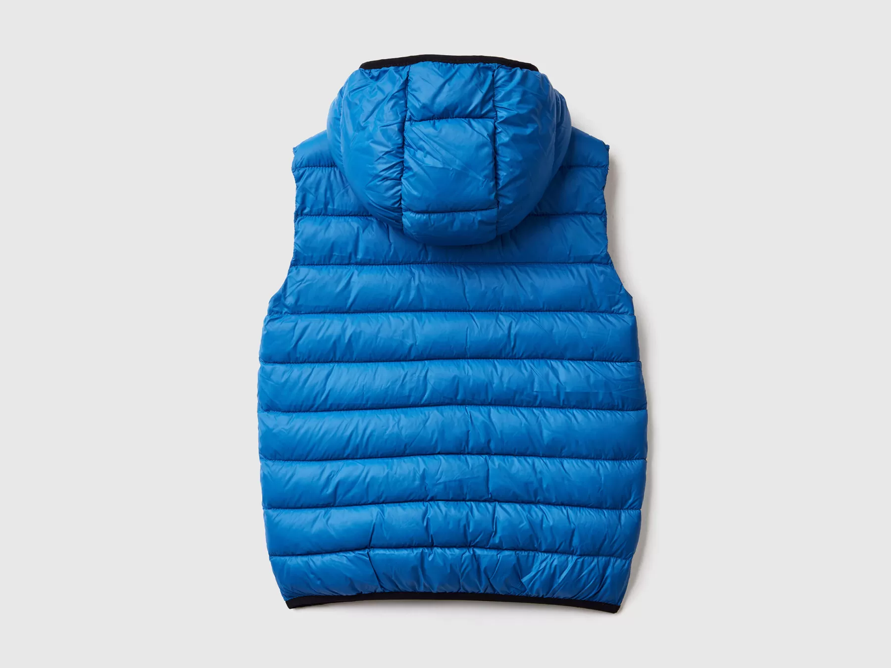 Benetton Gilet Imbottito Con Cappuccio Bluette Cheap