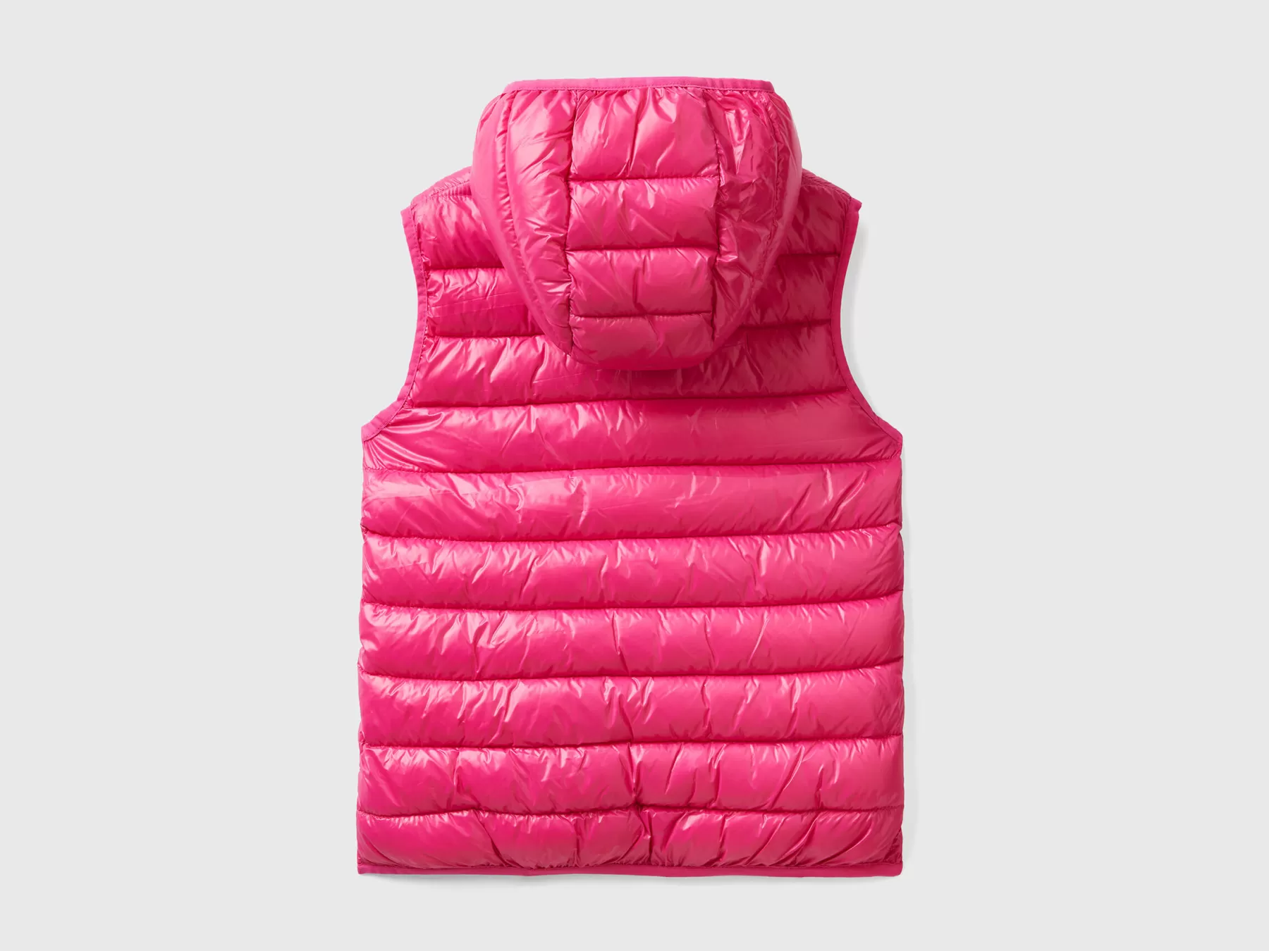 Benetton Gilet Imbottito Con Cappuccio Fucsia Shop