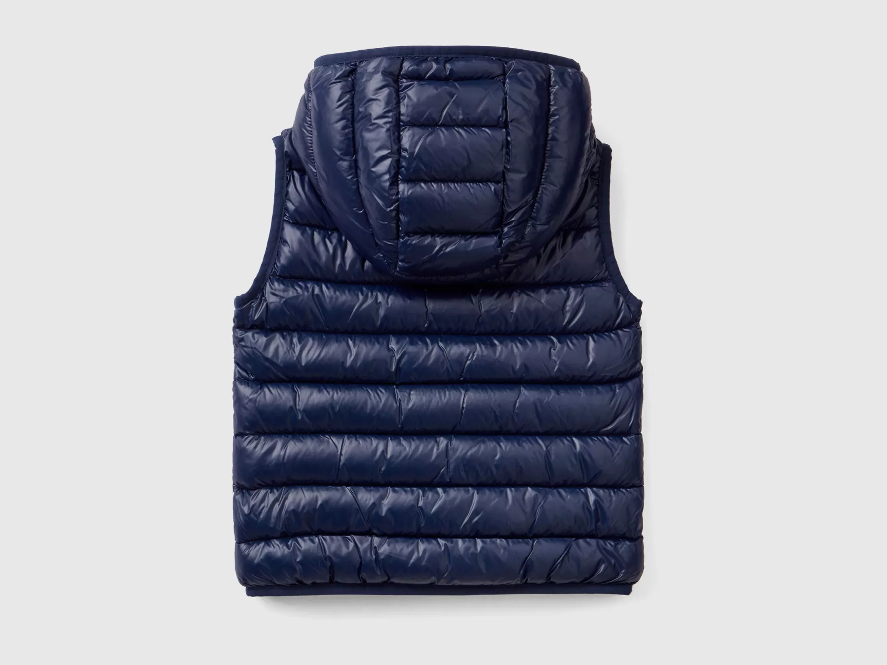 Benetton Gilet Imbottito Con Cappuccio Blu Scuro Cheap