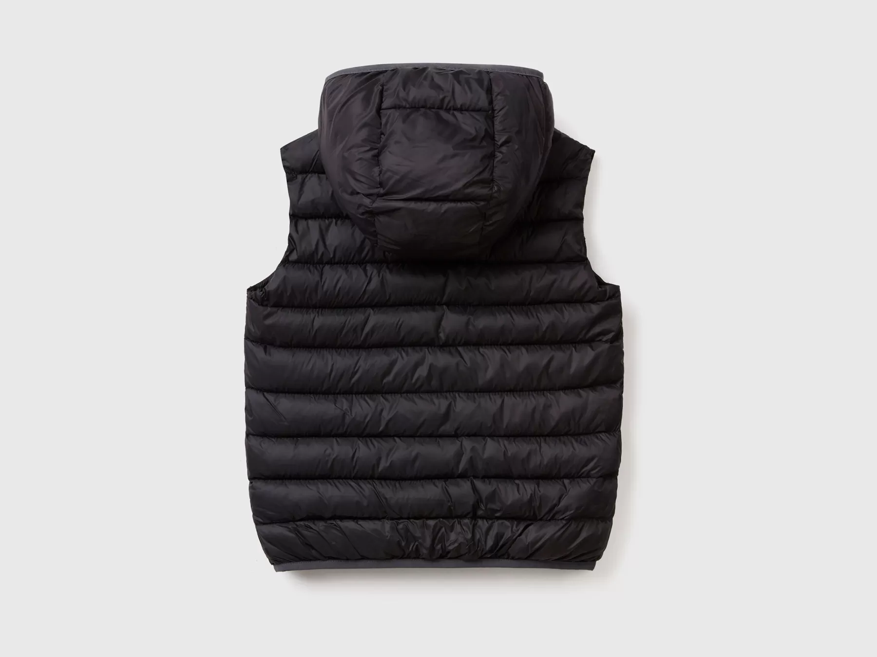 Benetton Gilet Imbottito Con Cappuccio Nero Clearance