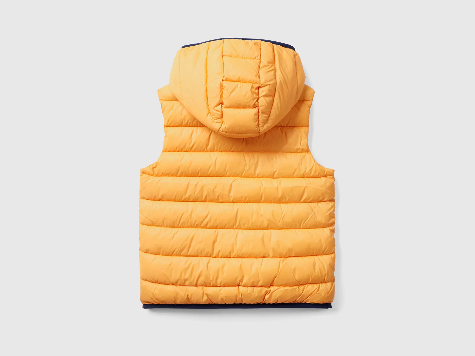 Benetton Gilet Imbottito Con Cappuccio Giallo Sale