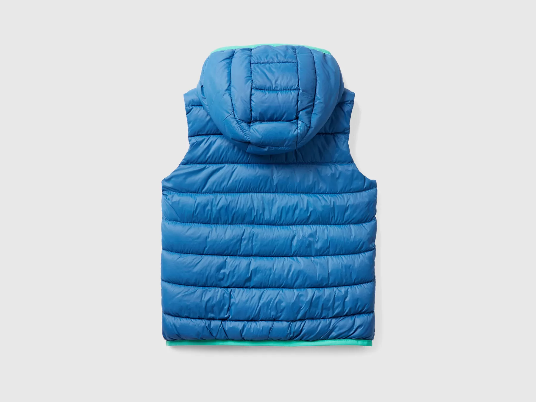 Benetton Gilet Imbottito Con Cappuccio Bluette Cheap