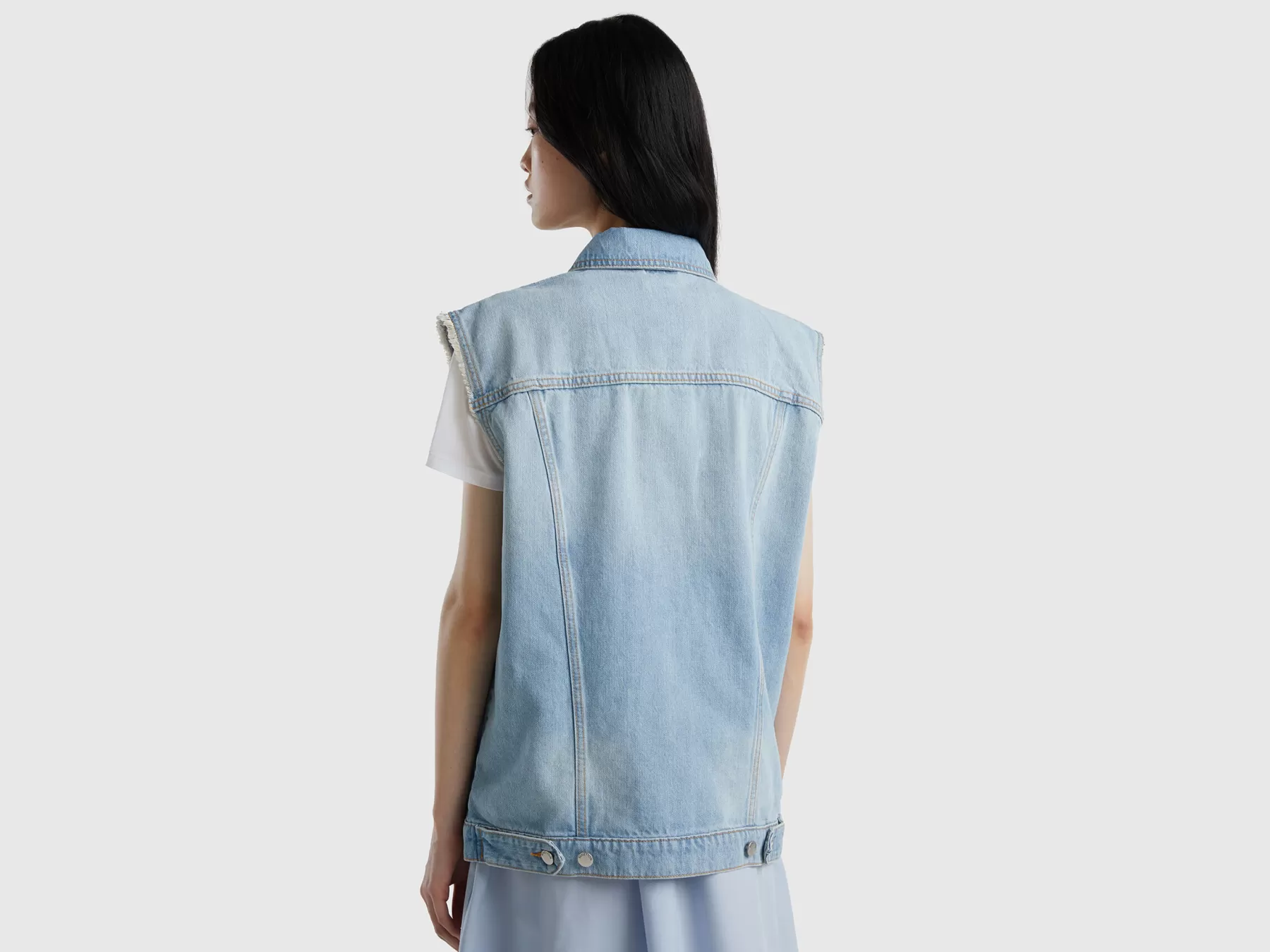 Benetton Gilet Oversize Di Jeans Azzurro Outlet