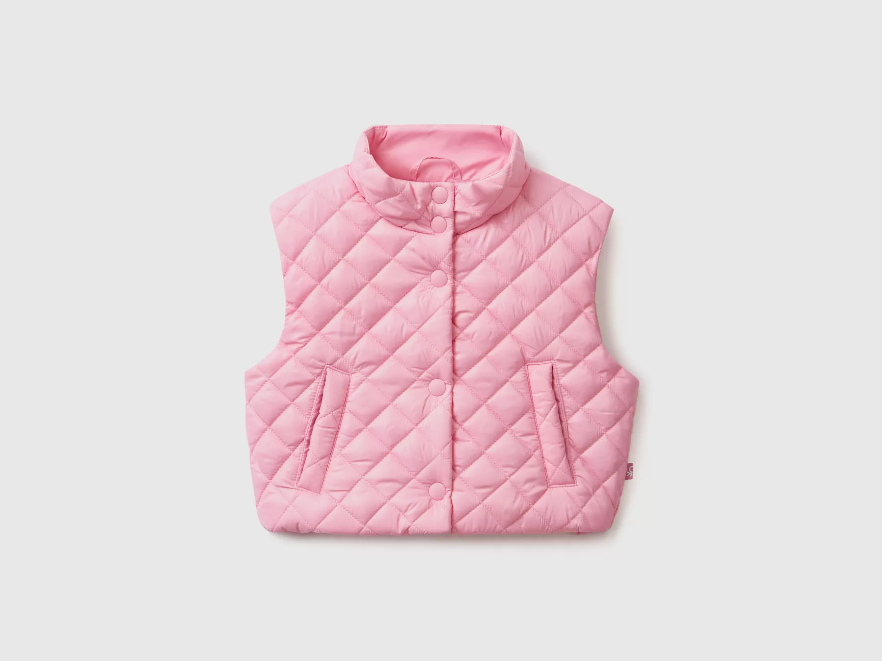 Benetton Gilet Trapuntato Boxy Fit Rosa Discount