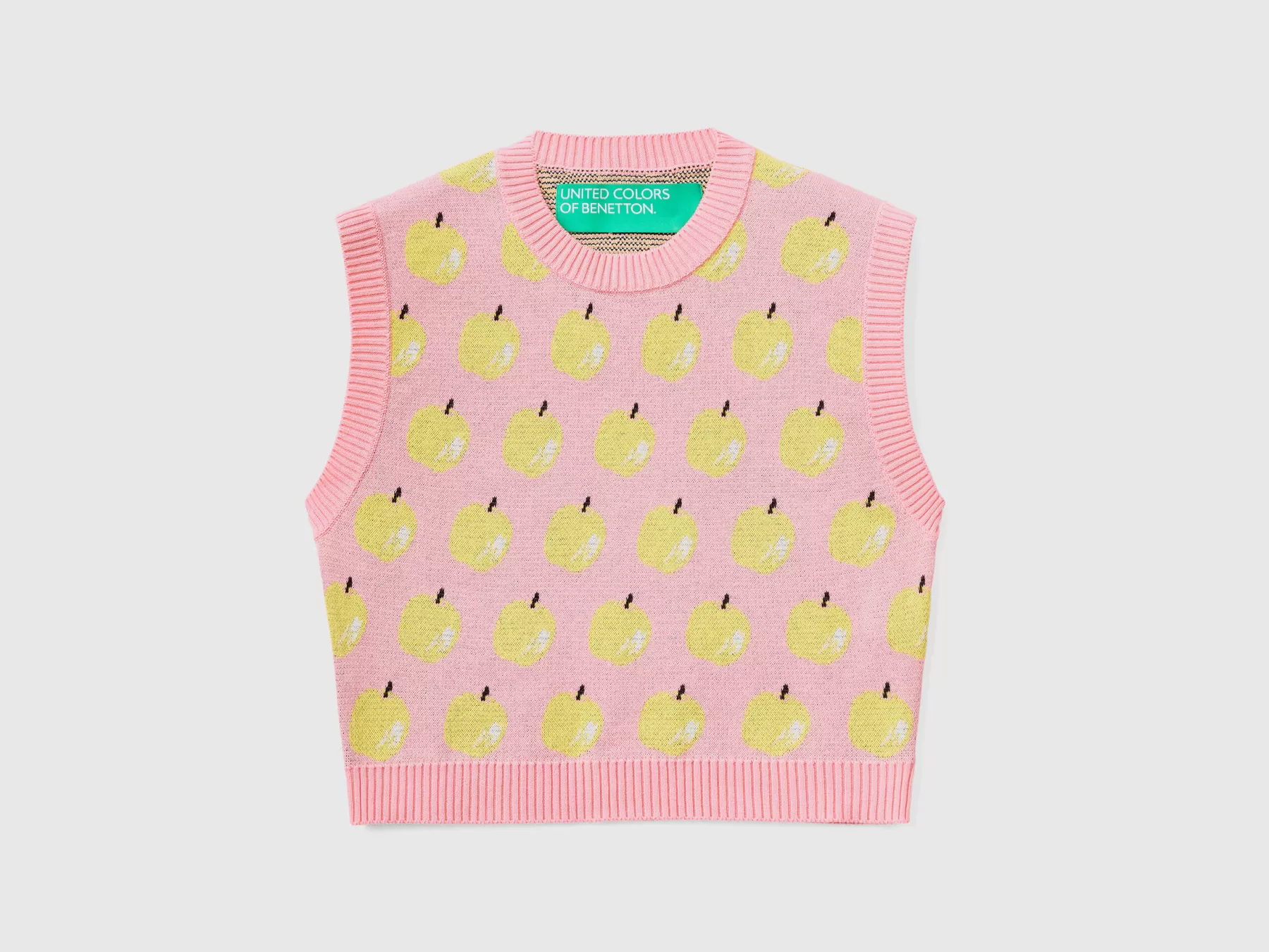 Benetton Giletcon Pattern Mele Rosa Fashion